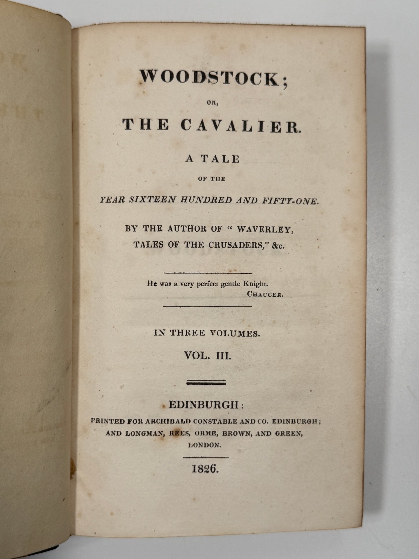 Woodstock by Sir Walter Scott 1826 First Edition