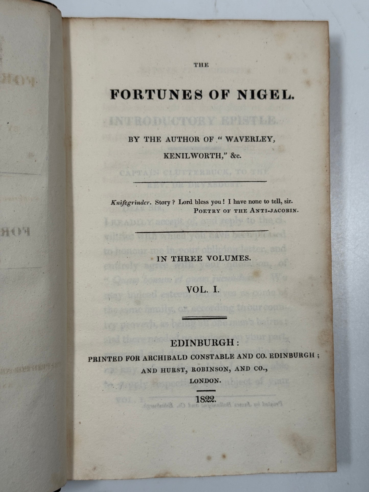The Fortunes of Nigel by Walter Scott 1822 First Edition