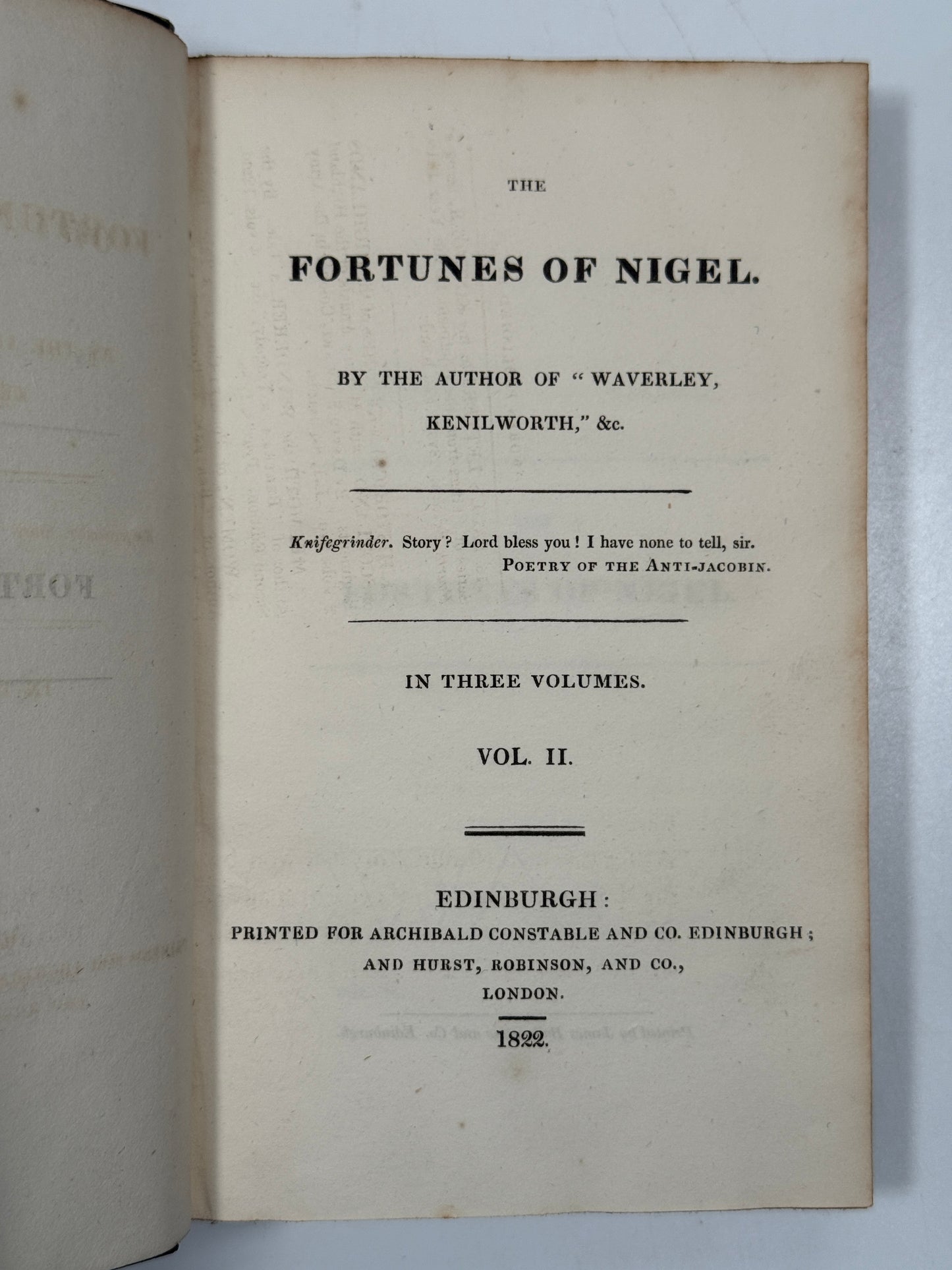 The Fortunes of Nigel by Walter Scott 1822 First Edition