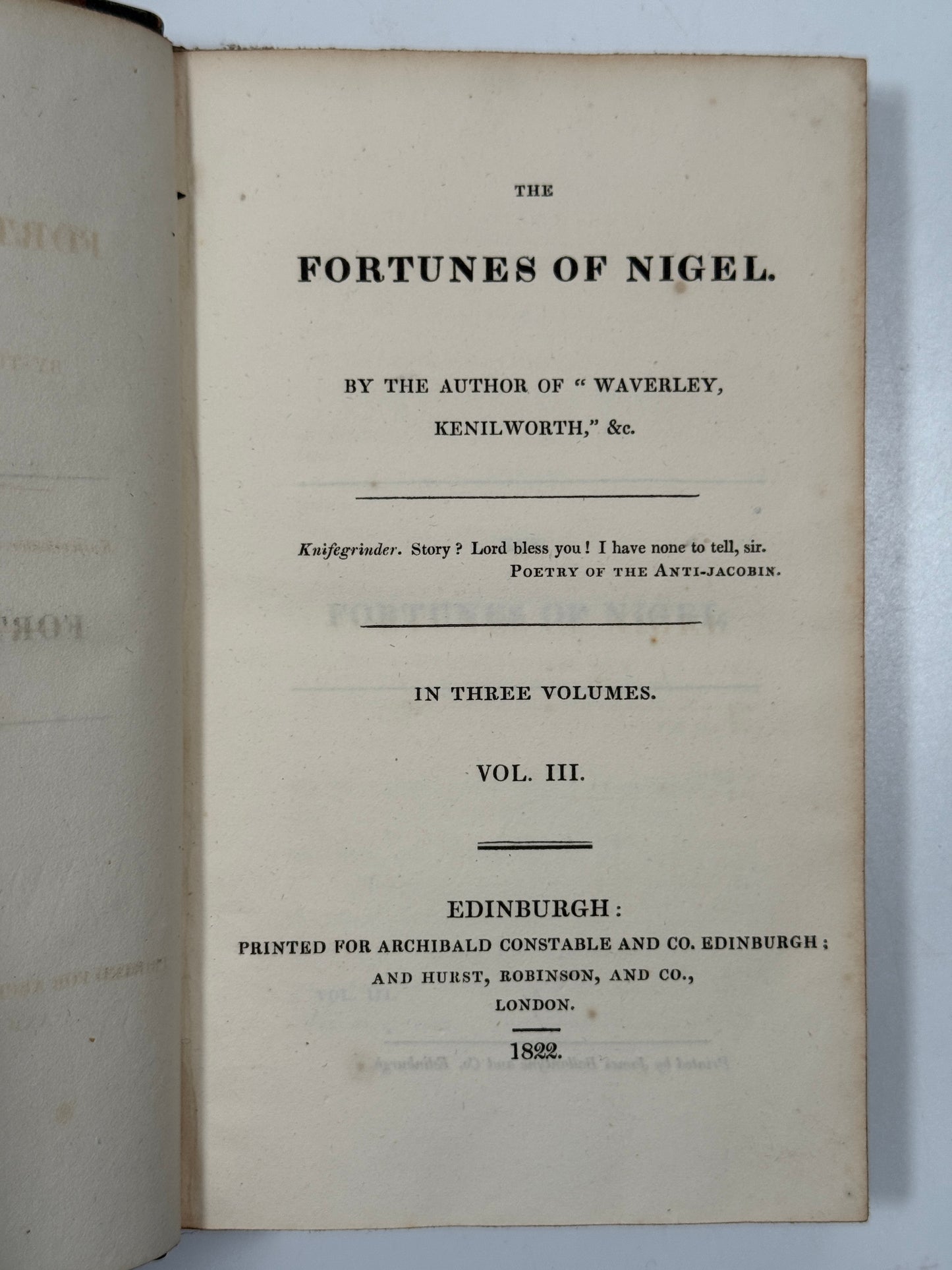 The Fortunes of Nigel by Walter Scott 1822 First Edition