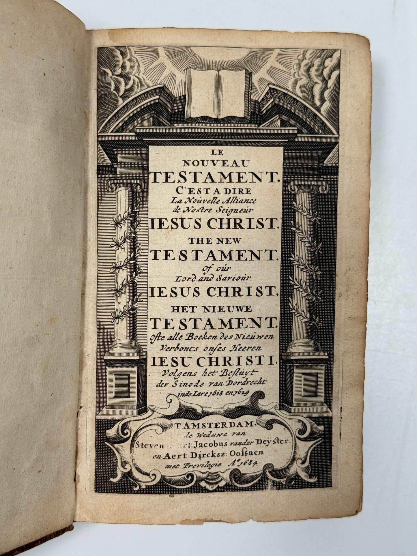 Polyglot New Testament 1684 French, English, Dutch; Triglot