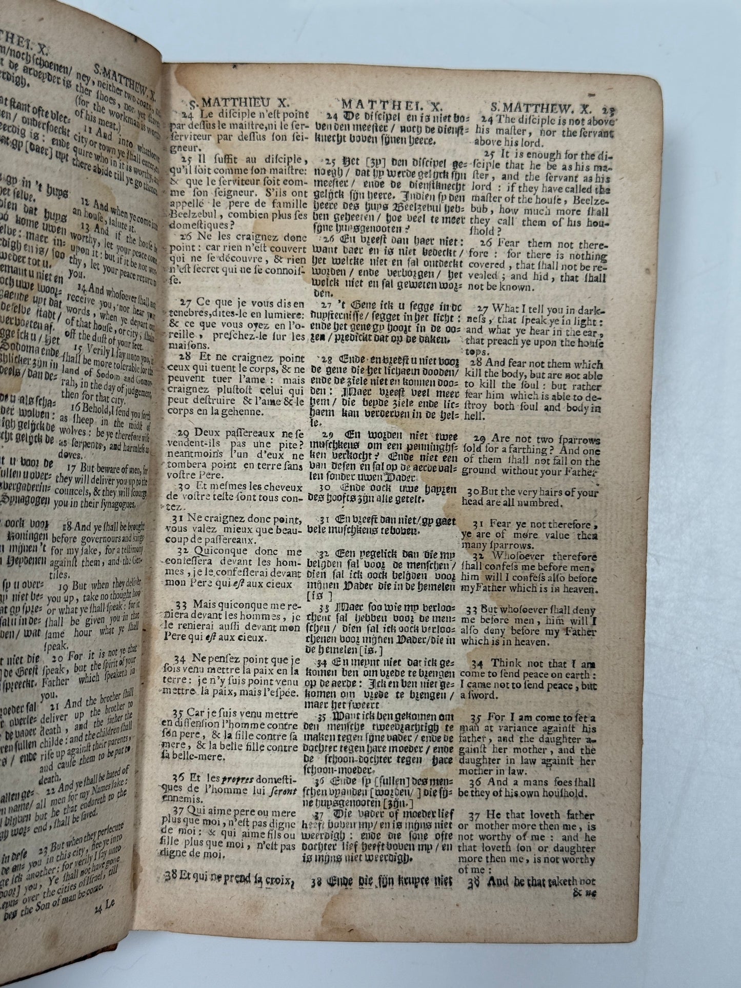 Polyglot New Testament 1684 French, English, Dutch; Triglot