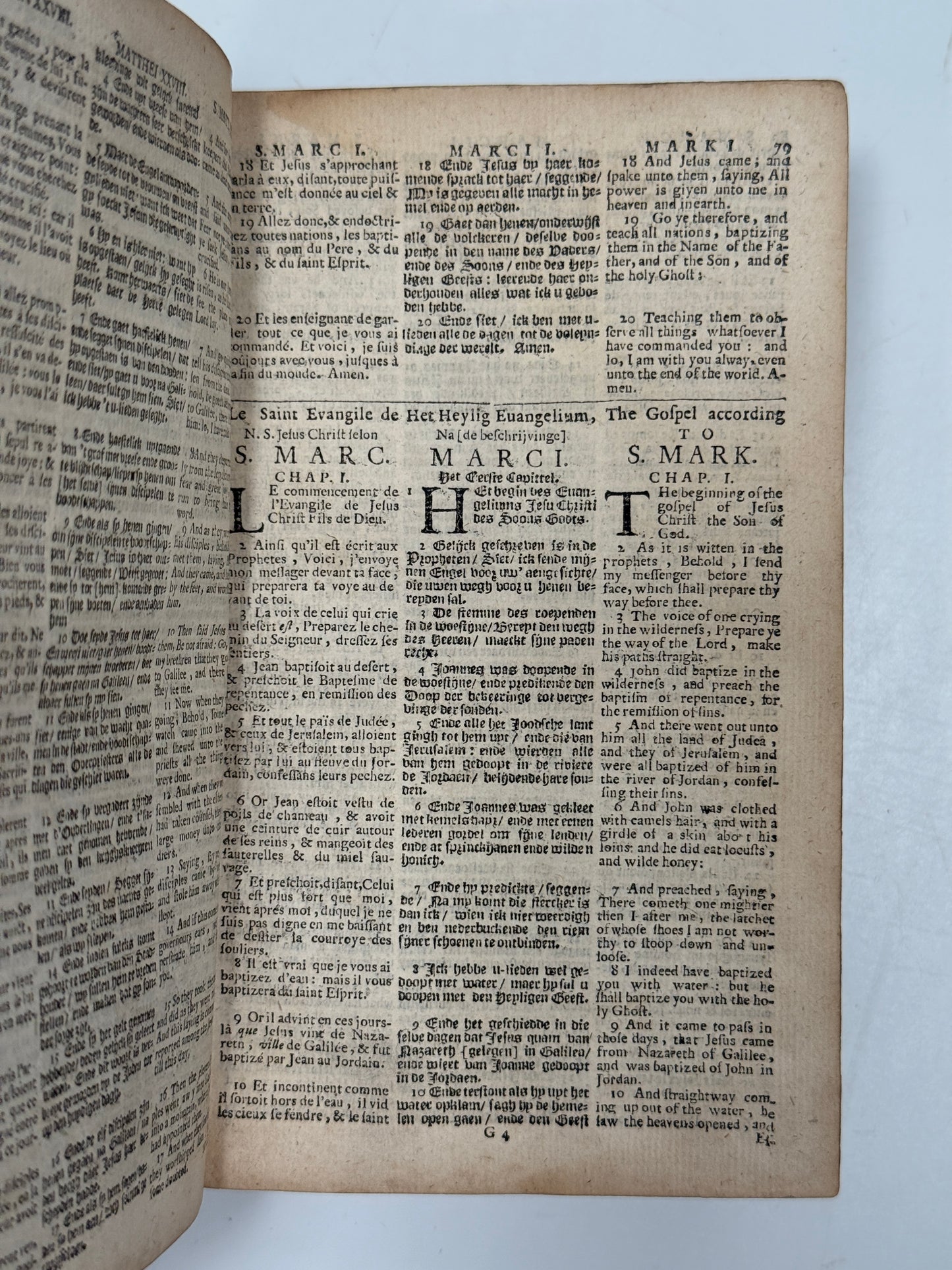 Polyglot New Testament 1684 French, English, Dutch; Triglot