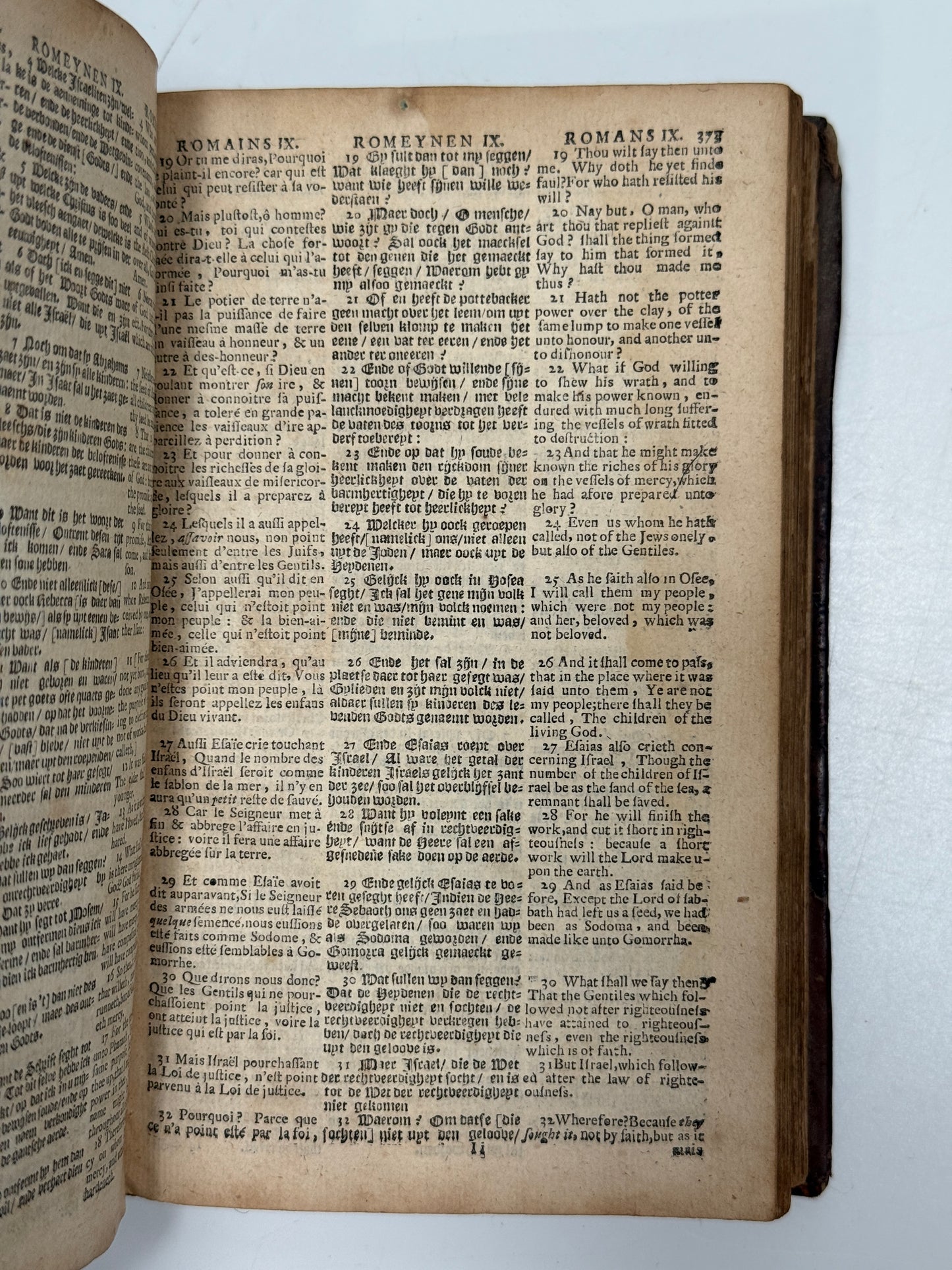 Polyglot New Testament 1684 French, English, Dutch; Triglot