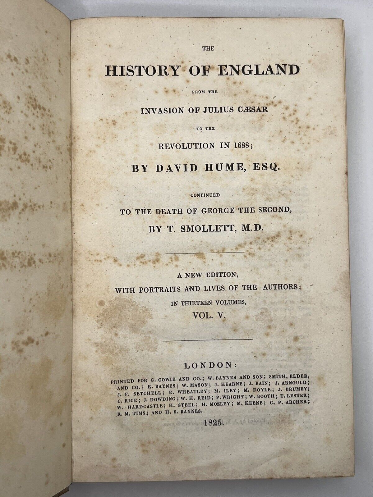 The History of England by David Hume and Tobias Smollett 1825