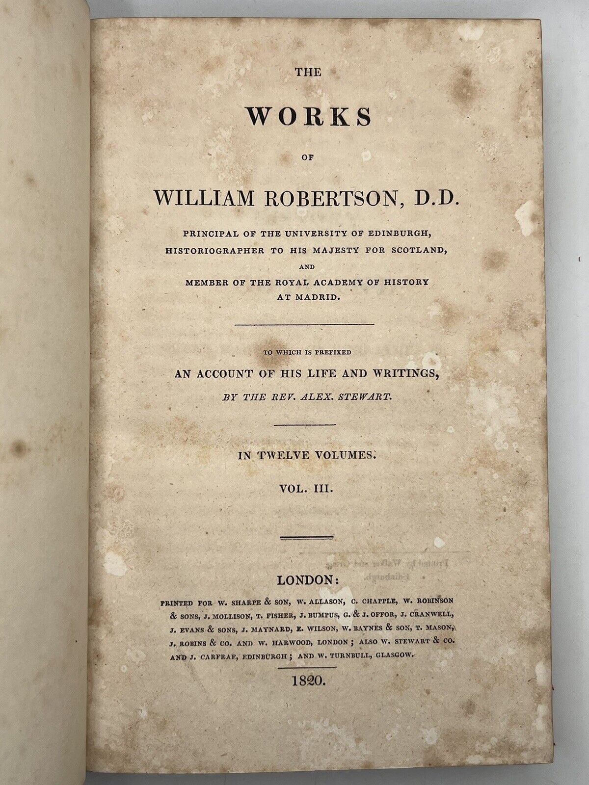 The Works of William Robertson 1820