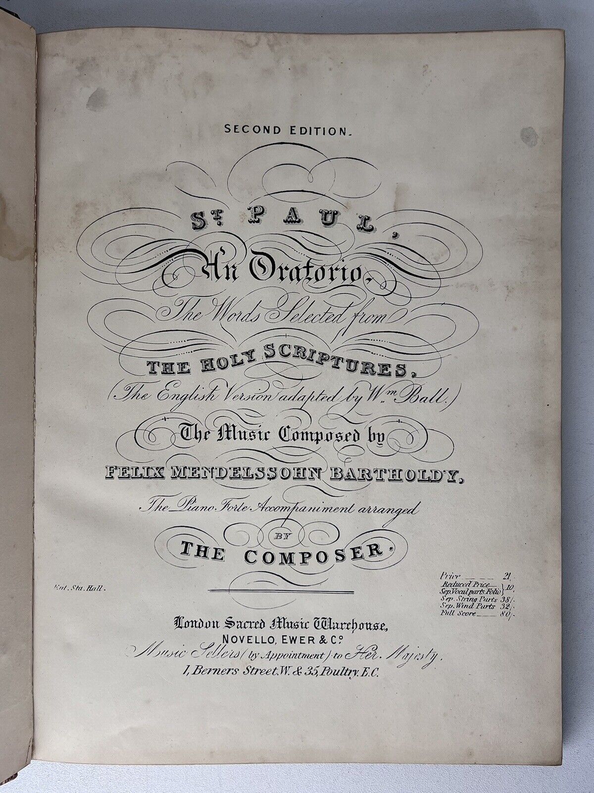 St Paul the Oratorio by Felix Mendelssohn - Music Book