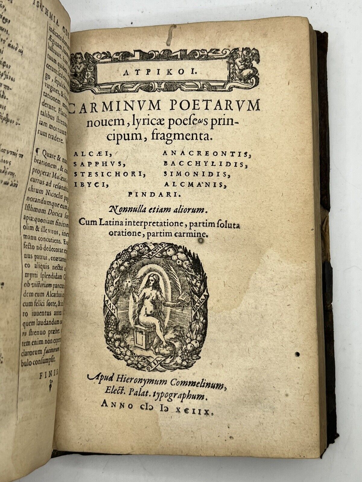 Pindar's Odes 1598 - with Sappho, Anacreon, etc .