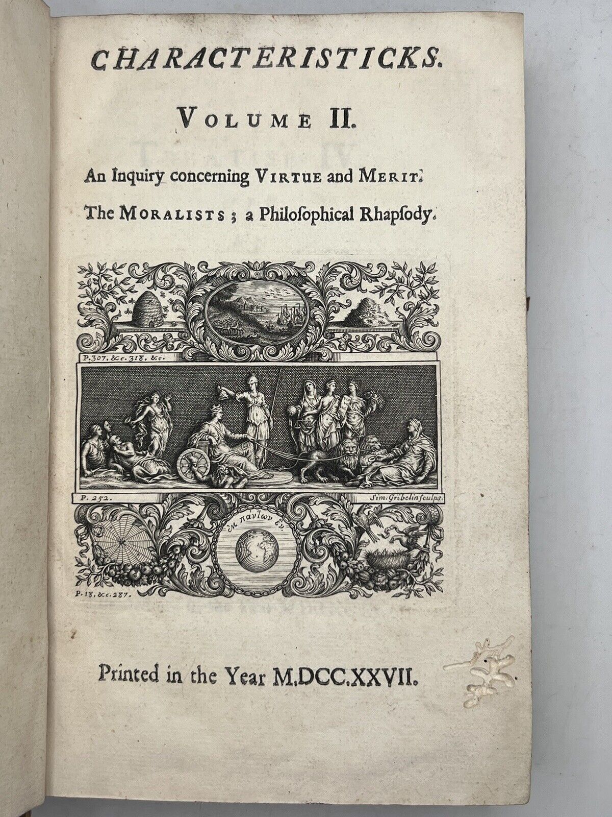 Characteristicks of Men by the Earl of Shaftesbury 1727