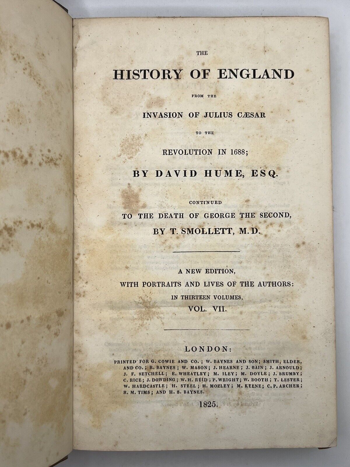 The History of England by David Hume and Tobias Smollett 1825