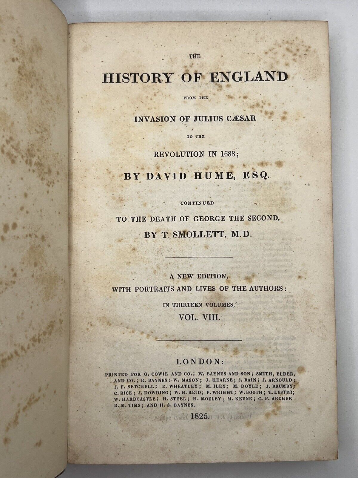 The History of England by David Hume and Tobias Smollett 1825