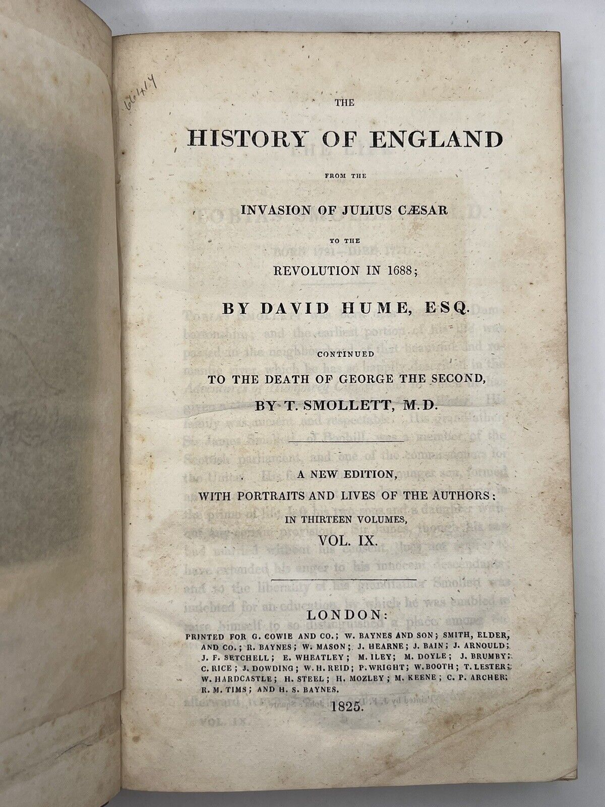 The History of England by David Hume and Tobias Smollett 1825
