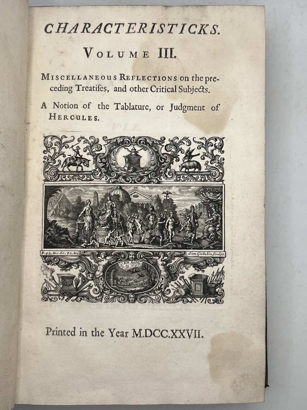 Characteristicks of Men by the Earl of Shaftesbury 1727