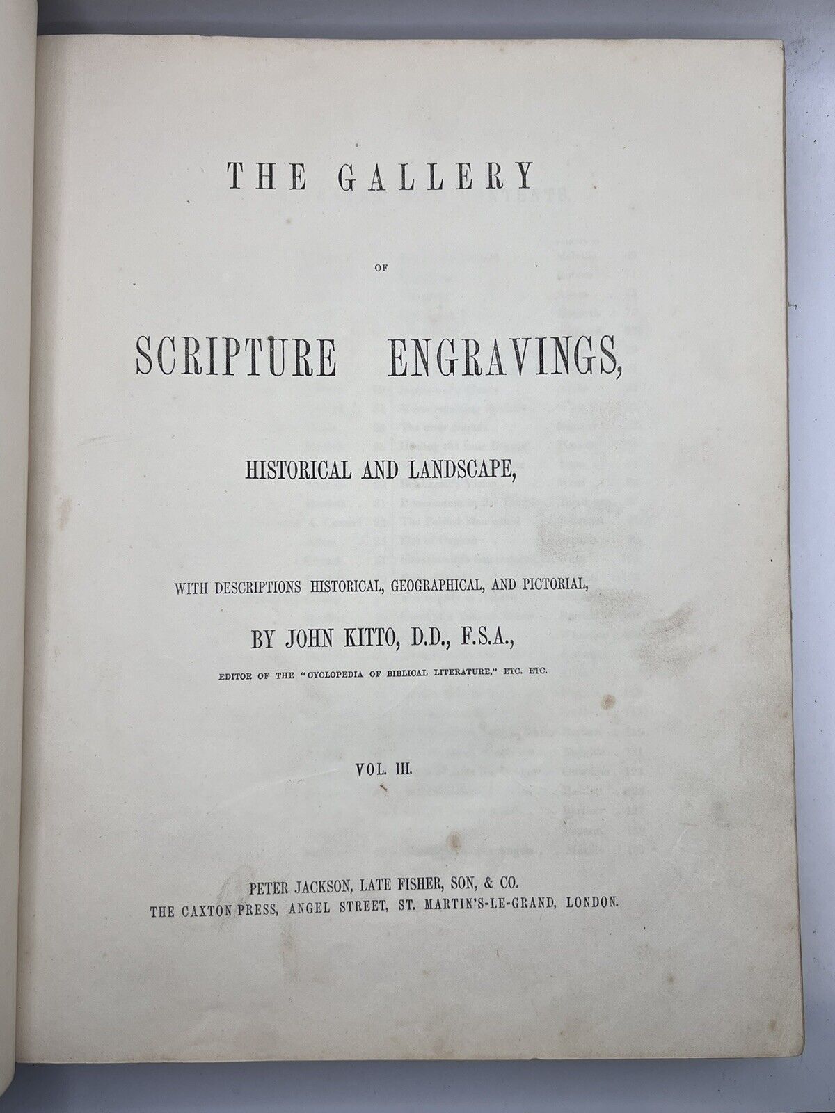 The Gallery of Scripture Engravings by John Kitto c.1855