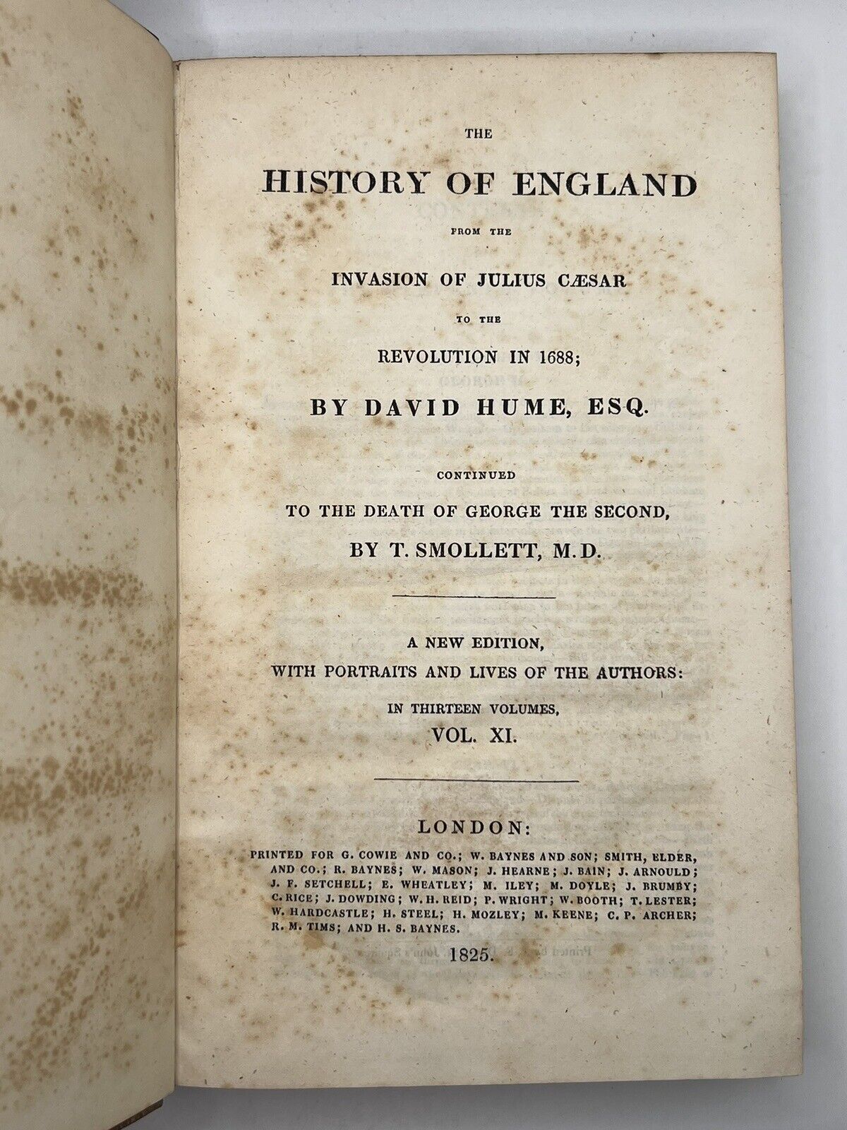 The History of England by David Hume and Tobias Smollett 1825