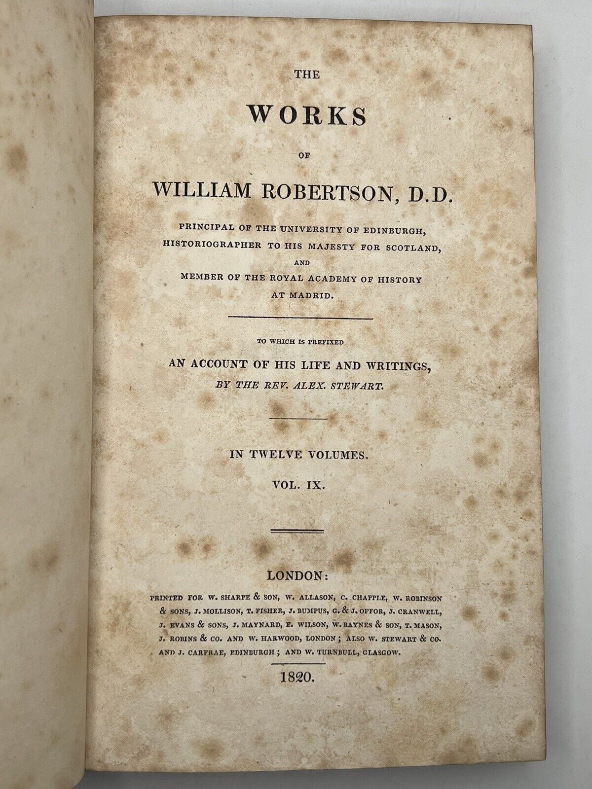 The Works of William Robertson 1820