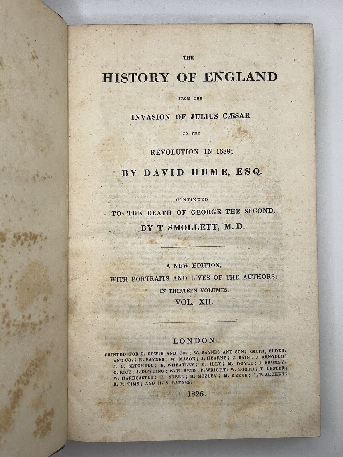 The History of England by David Hume and Tobias Smollett 1825