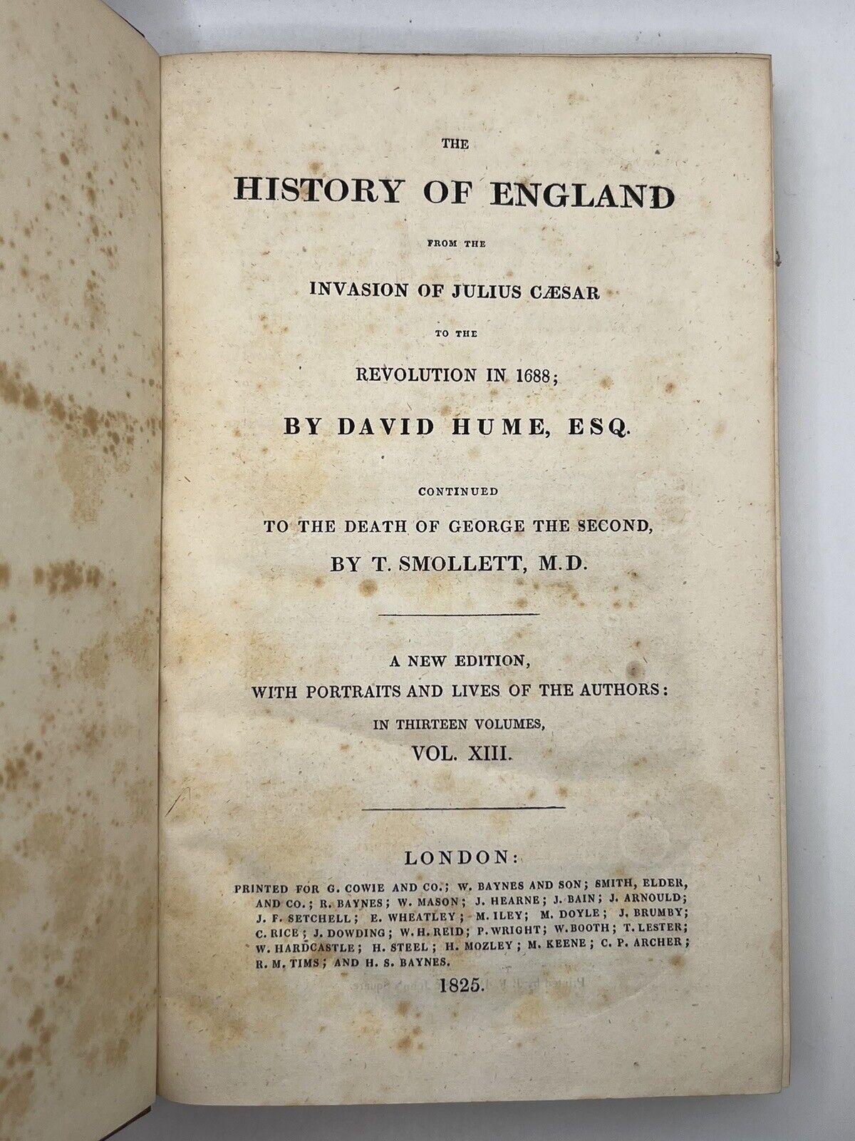 The History of England by David Hume and Tobias Smollett 1825