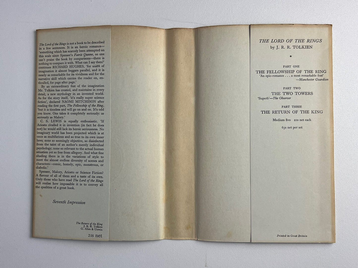 The Lord of the Rings by J.R.R. Tolkien; First Edition Set 11/8/7
