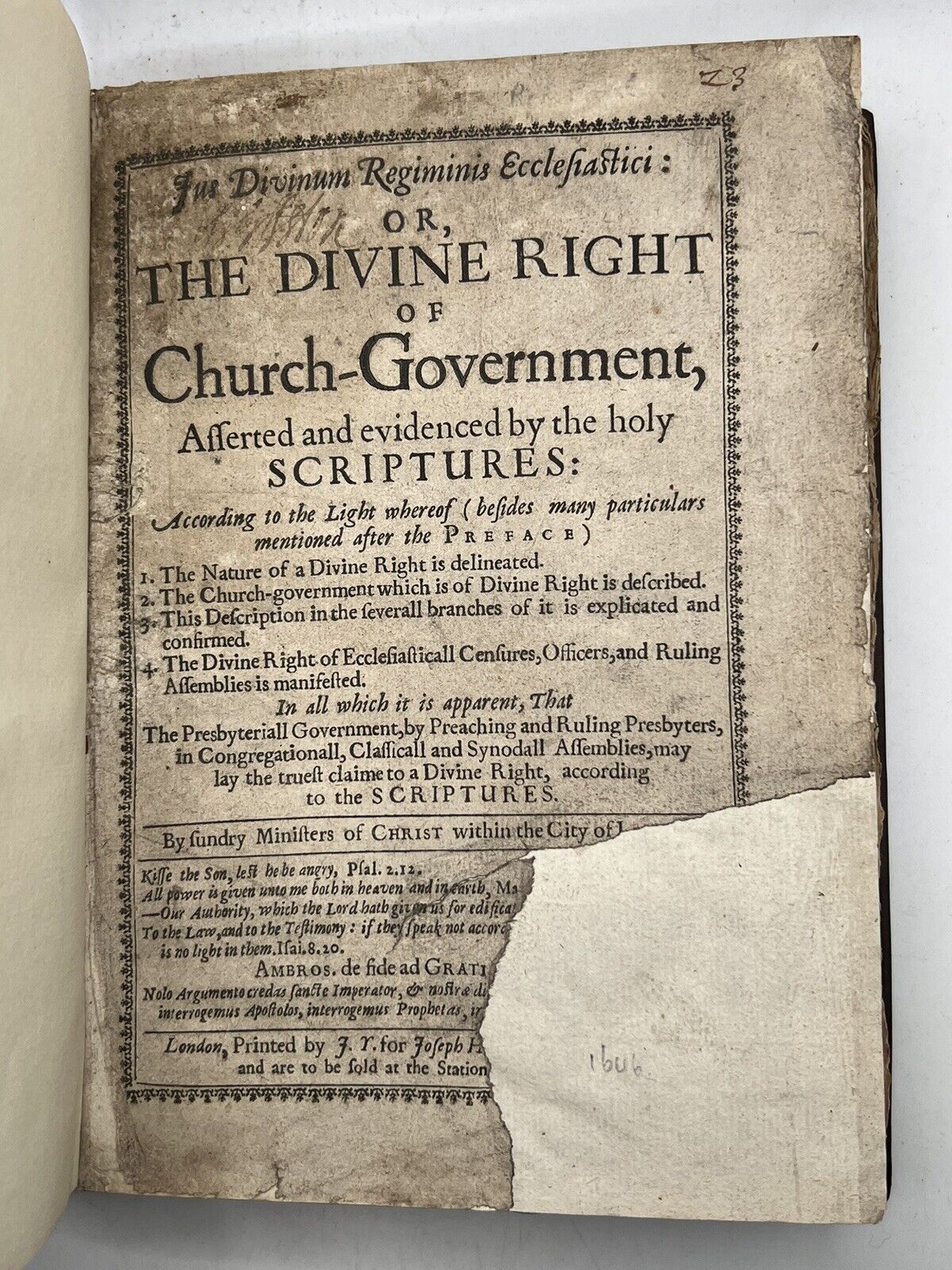 The Divine Right of Church-Government 1646