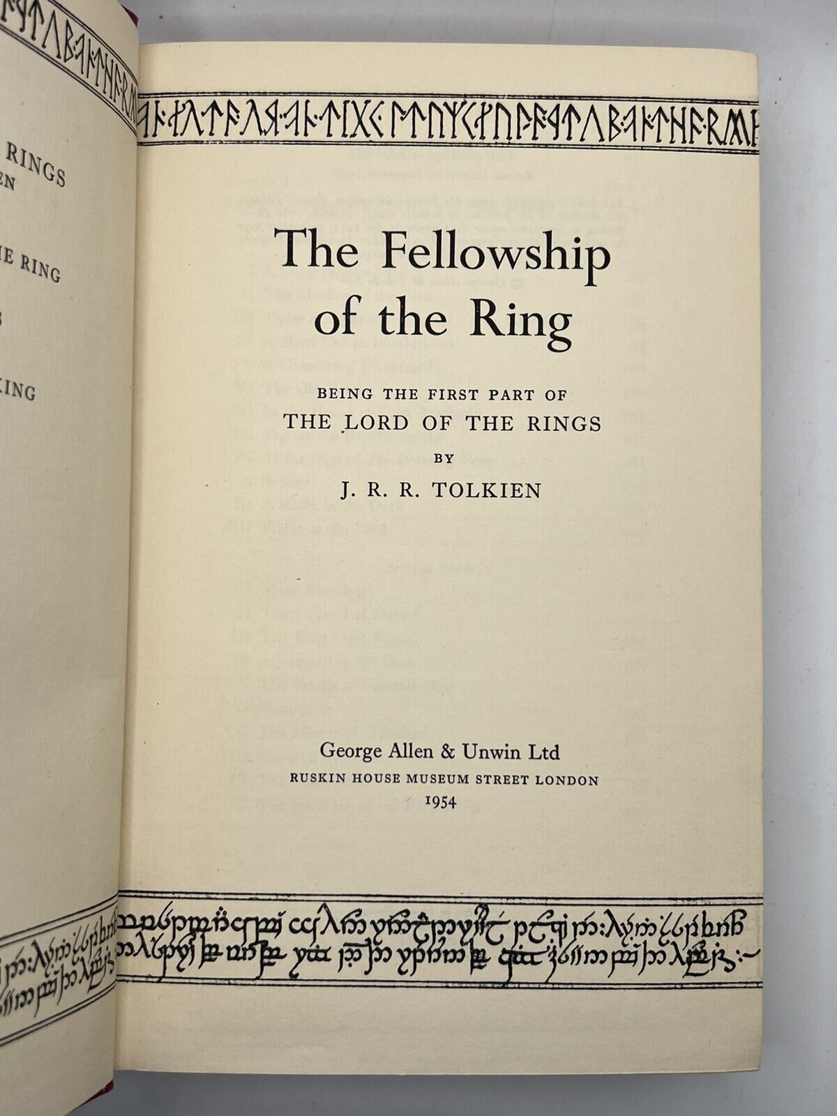 The Fellowship of the Ring by J.R.R. Tolkien 1954 First Edition Second Impression