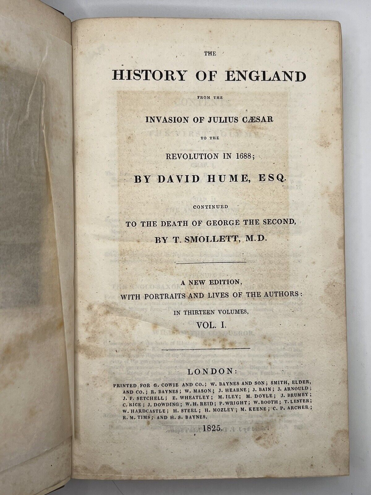 The History of England by David Hume and Tobias Smollett 1825