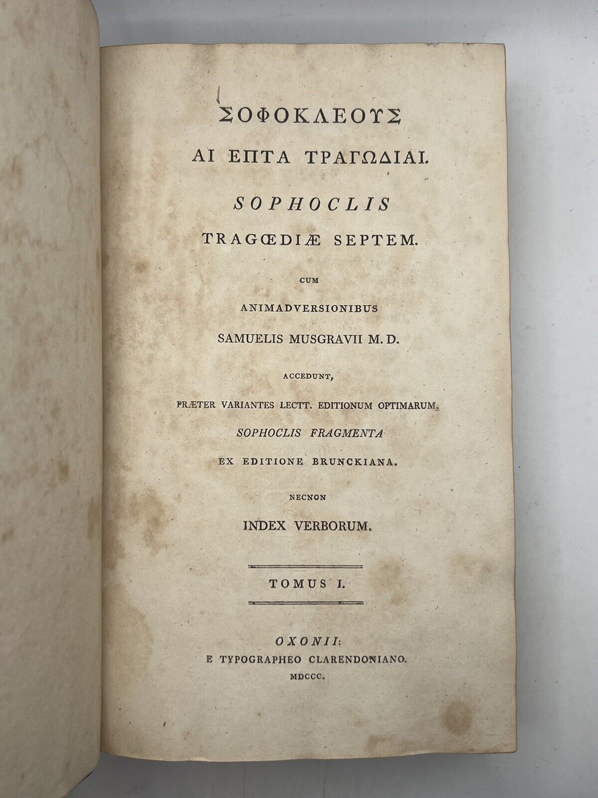 The Tragedies of Sophocles 1800 Clarendon Press Edition