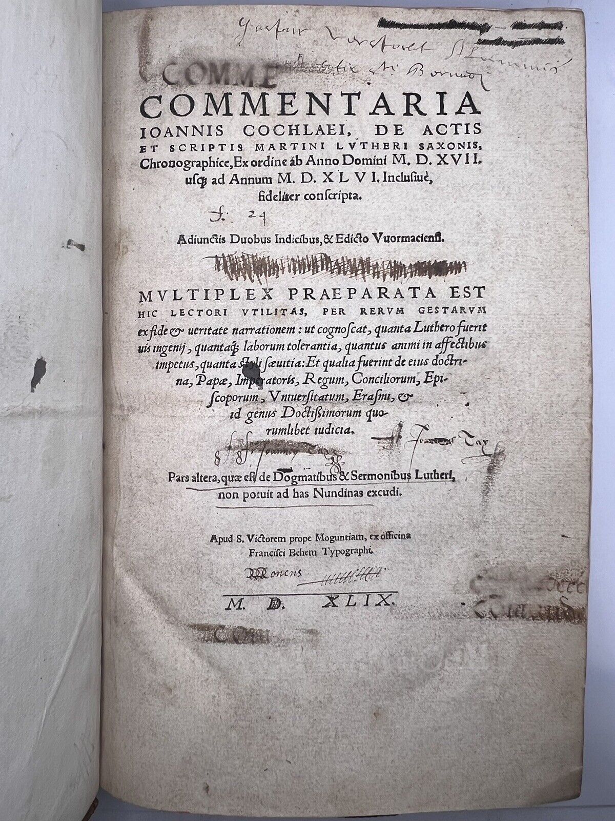 The Chronicles of Martin Luther 1549 Post Incunable
