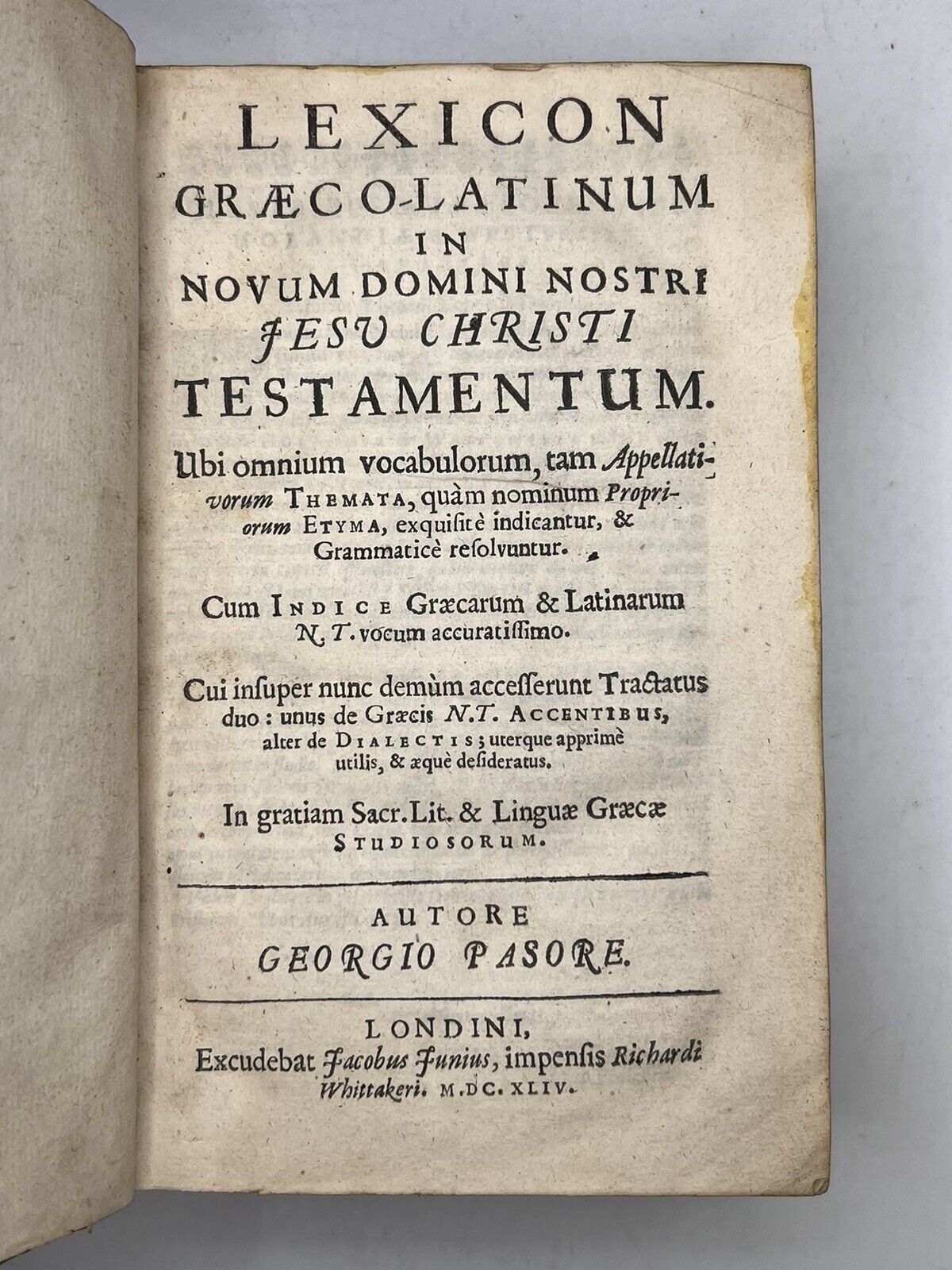 Greek-Latin Lexicon for the New Testament 1644