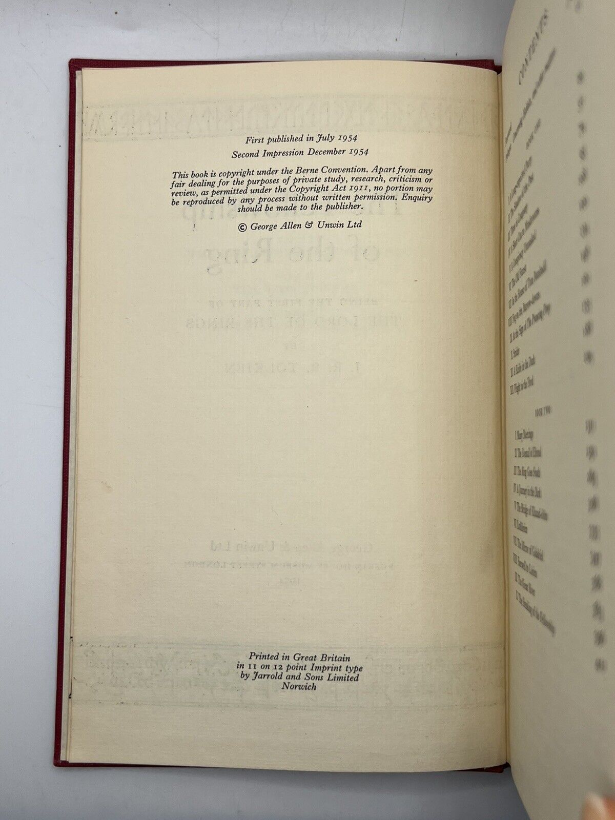 The Fellowship of the Ring by J.R.R. Tolkien 1954 First Edition Second Impression