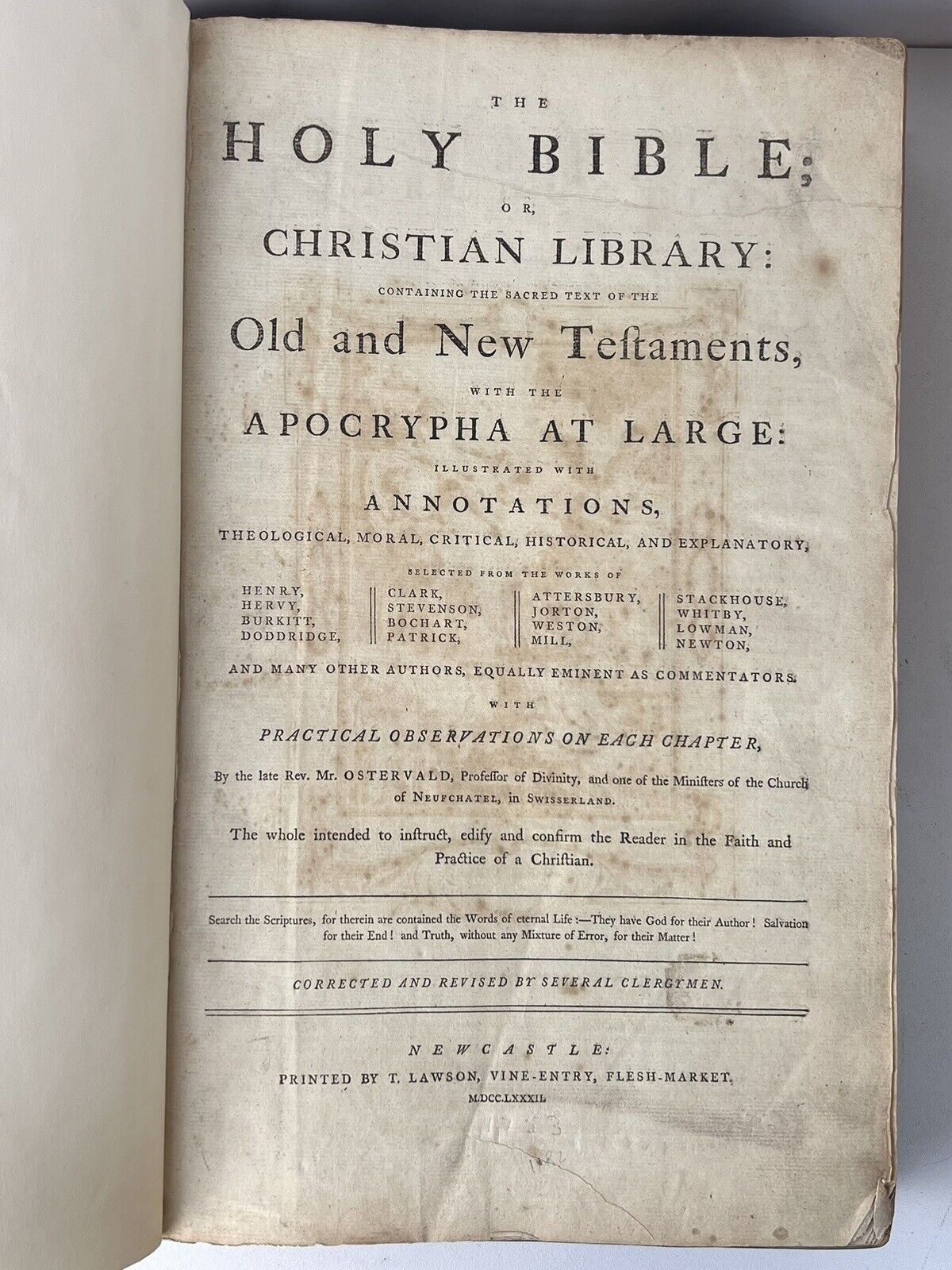 Antique King James Bible 1782-4 Ostervald