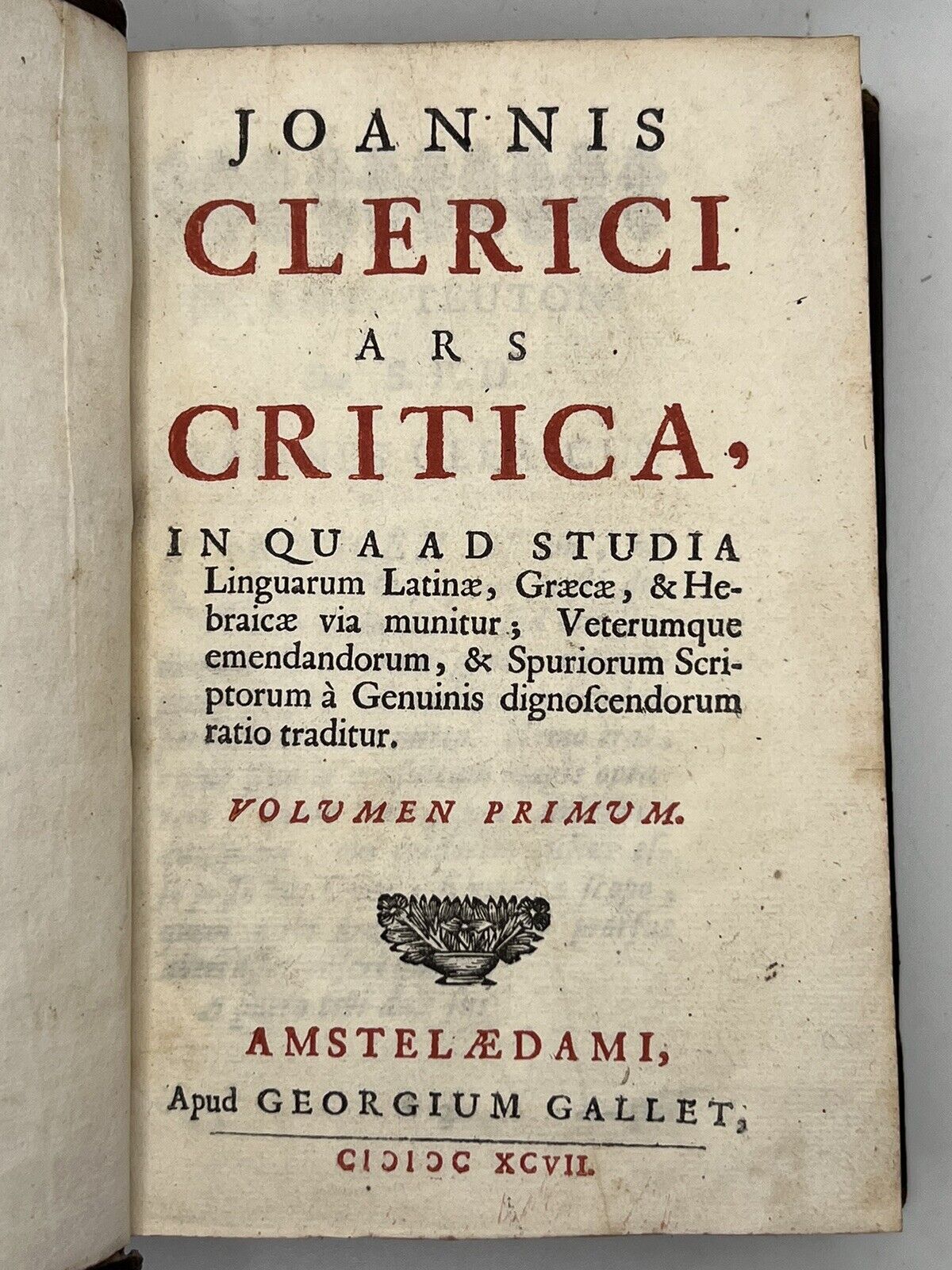 Ars Critica by Jean le Clerc 1697 First Edition