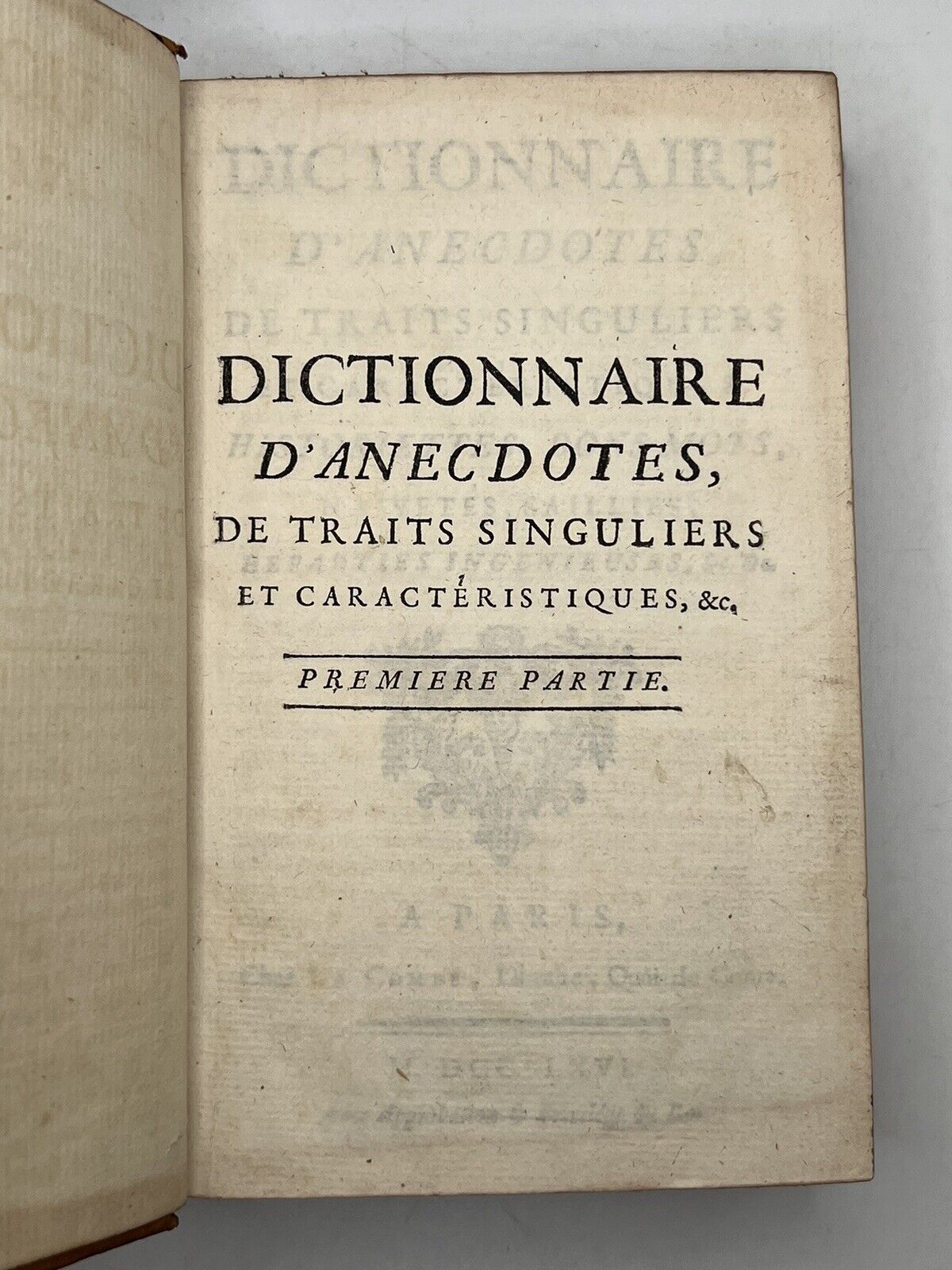 Dictionary of Anecdotes by Francois LaCombe 1766
