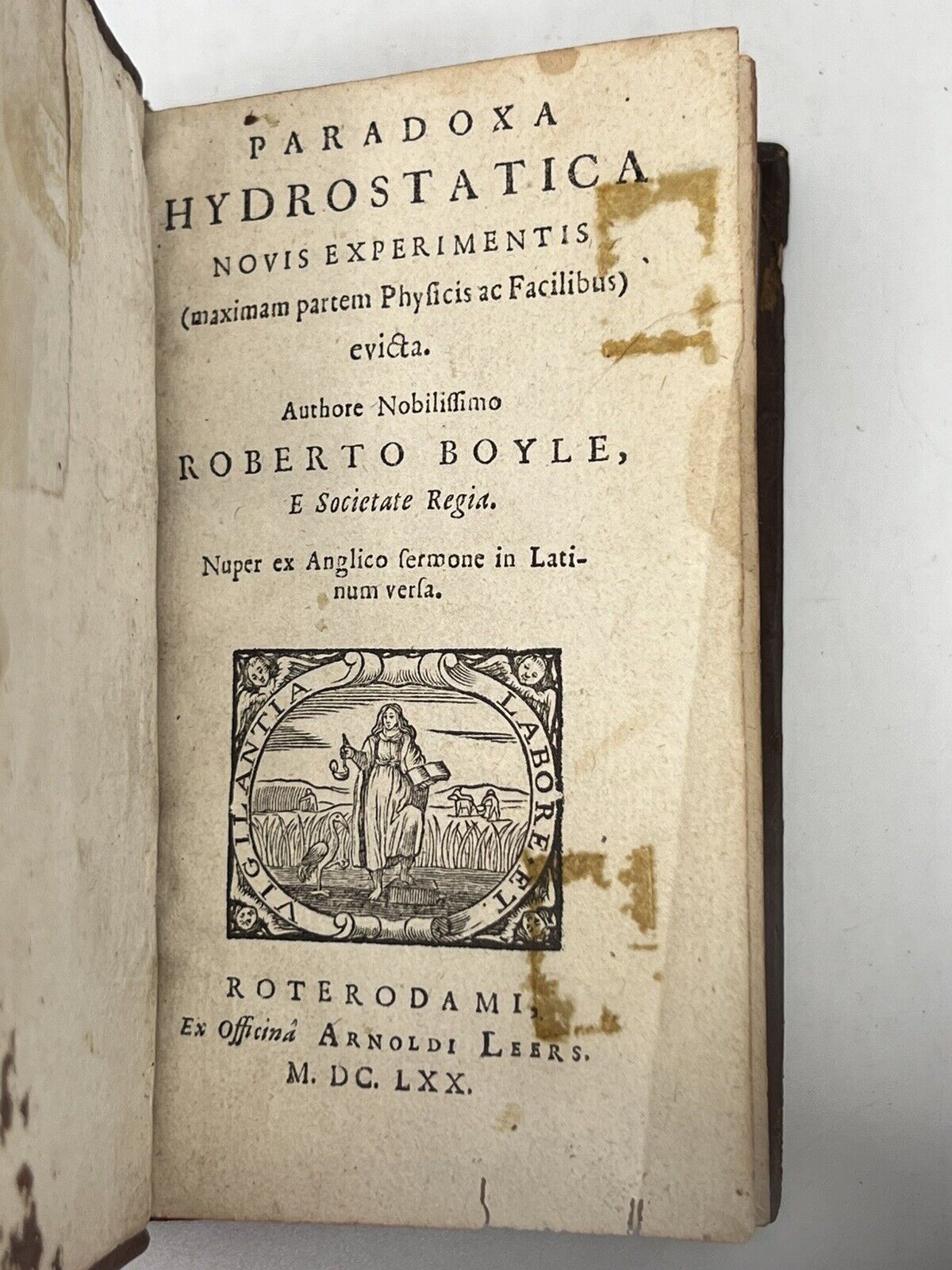 Paradoxa Hydrostatica by Robert Boyle 1670 First Latin Edition