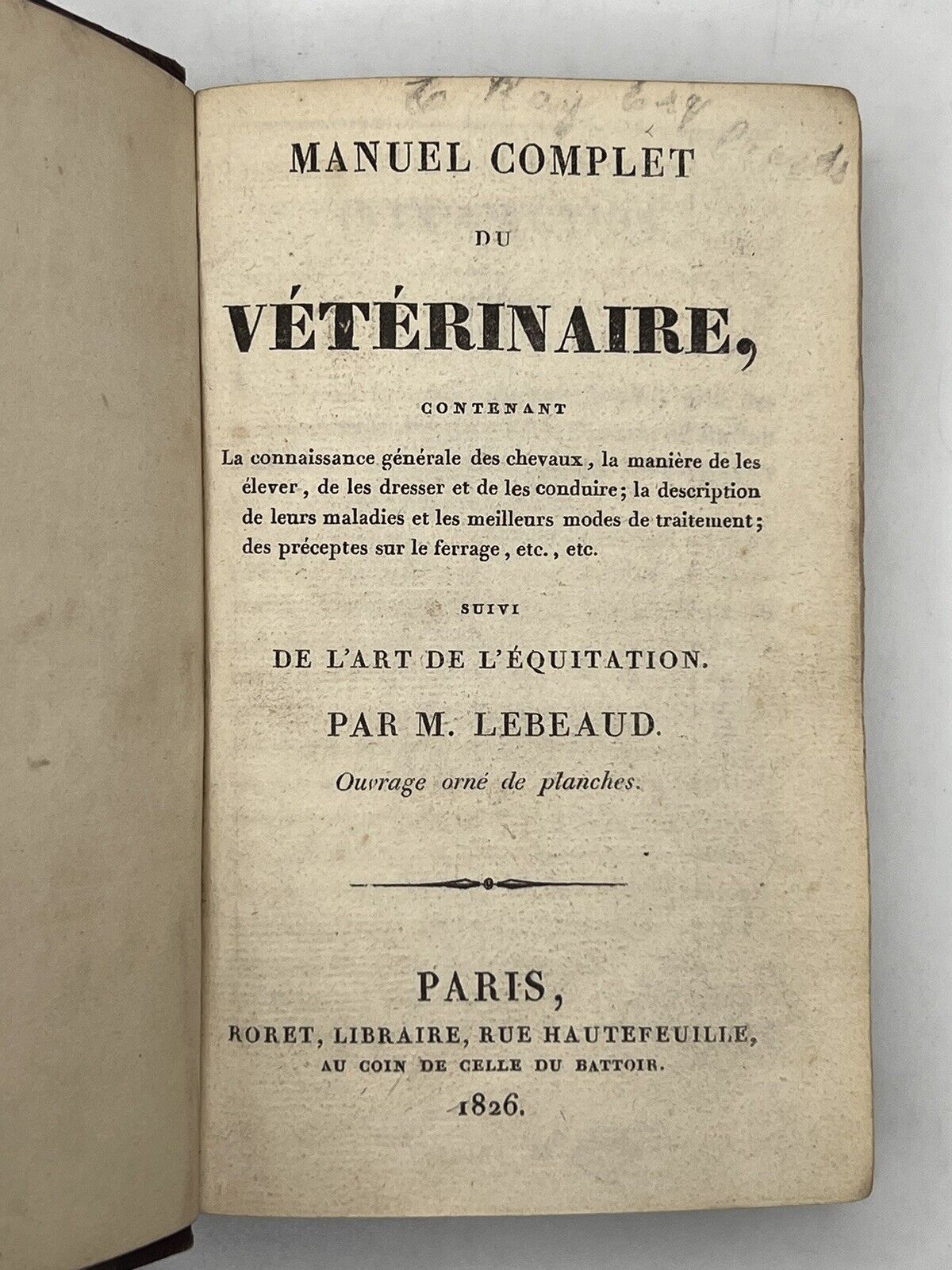 Antique Veterinarian Manual for Horses 1826