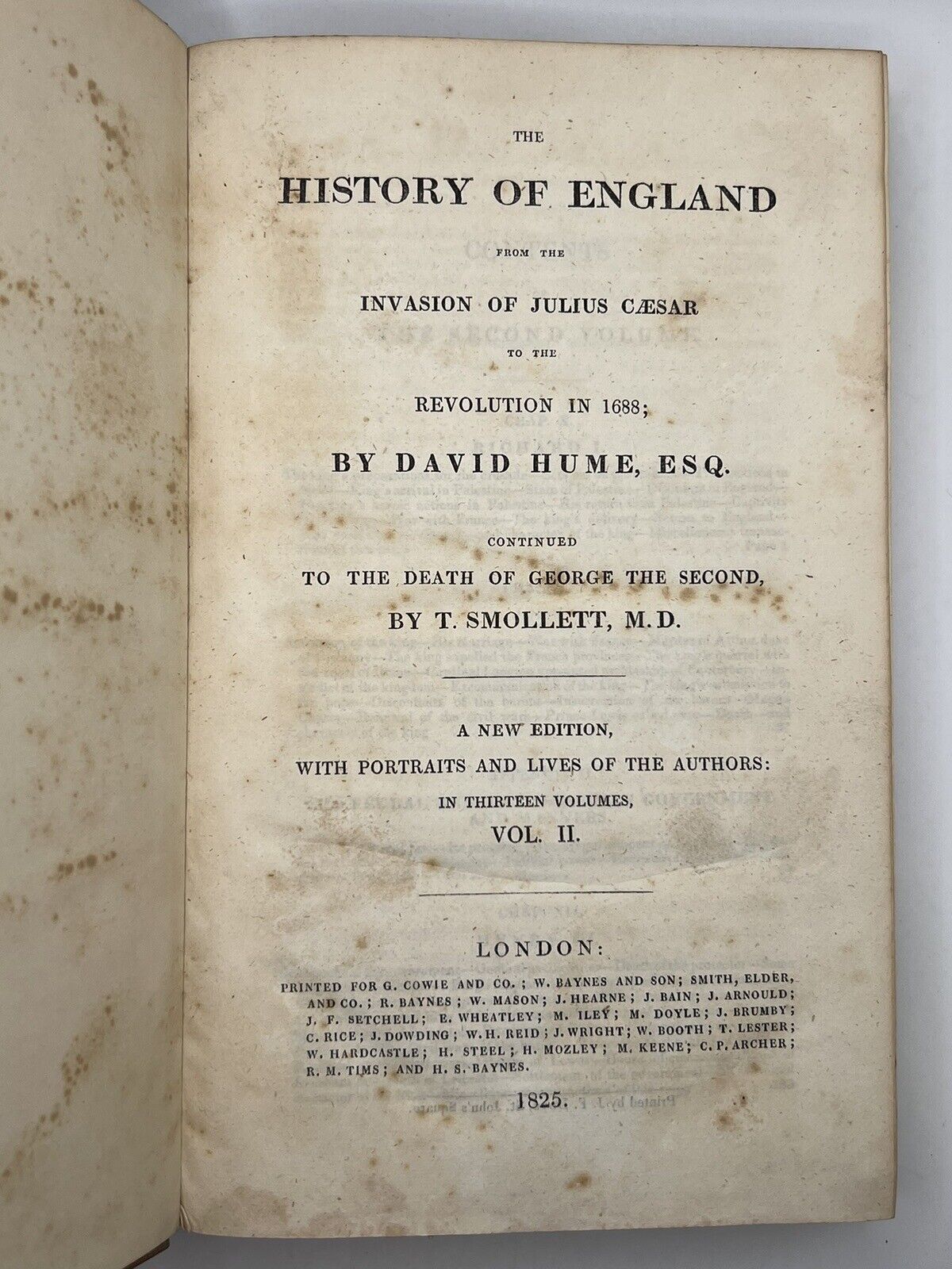 The History of England by David Hume and Tobias Smollett 1825