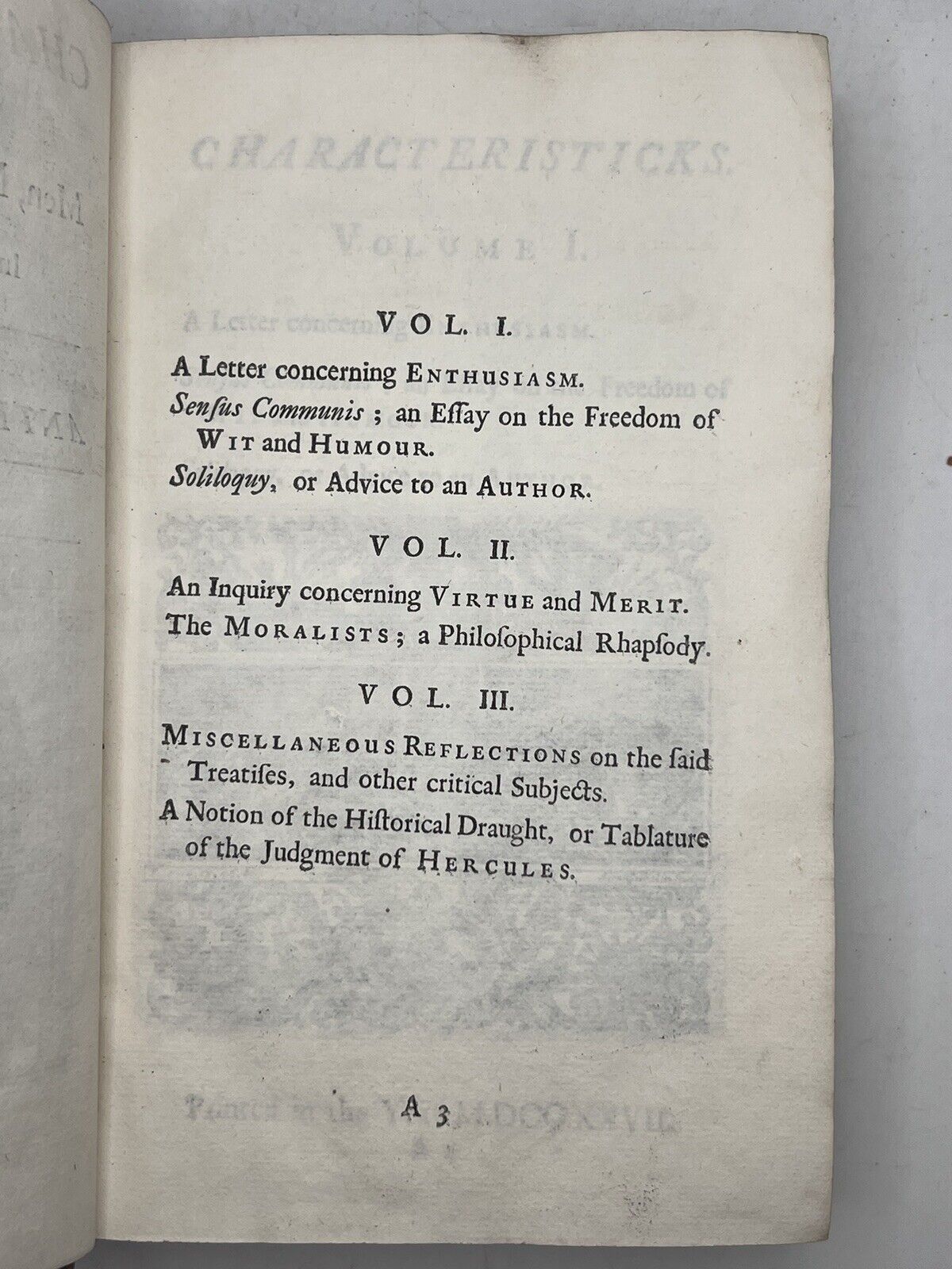 Characteristicks of Men by the Earl of Shaftesbury 1727