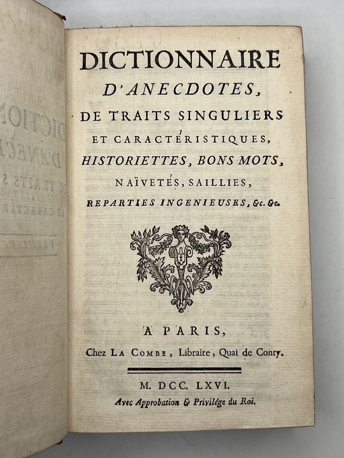 Dictionary of Anecdotes by Francois LaCombe 1766