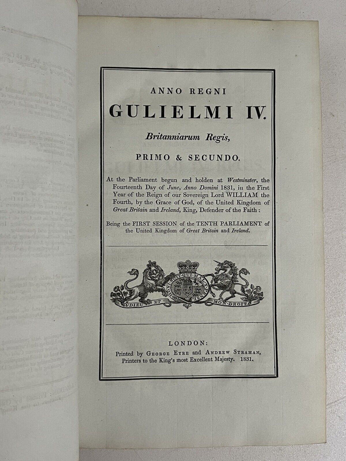 A Collection of the Public General Statutes 1831 Royal Binding, UK Chancery Copy