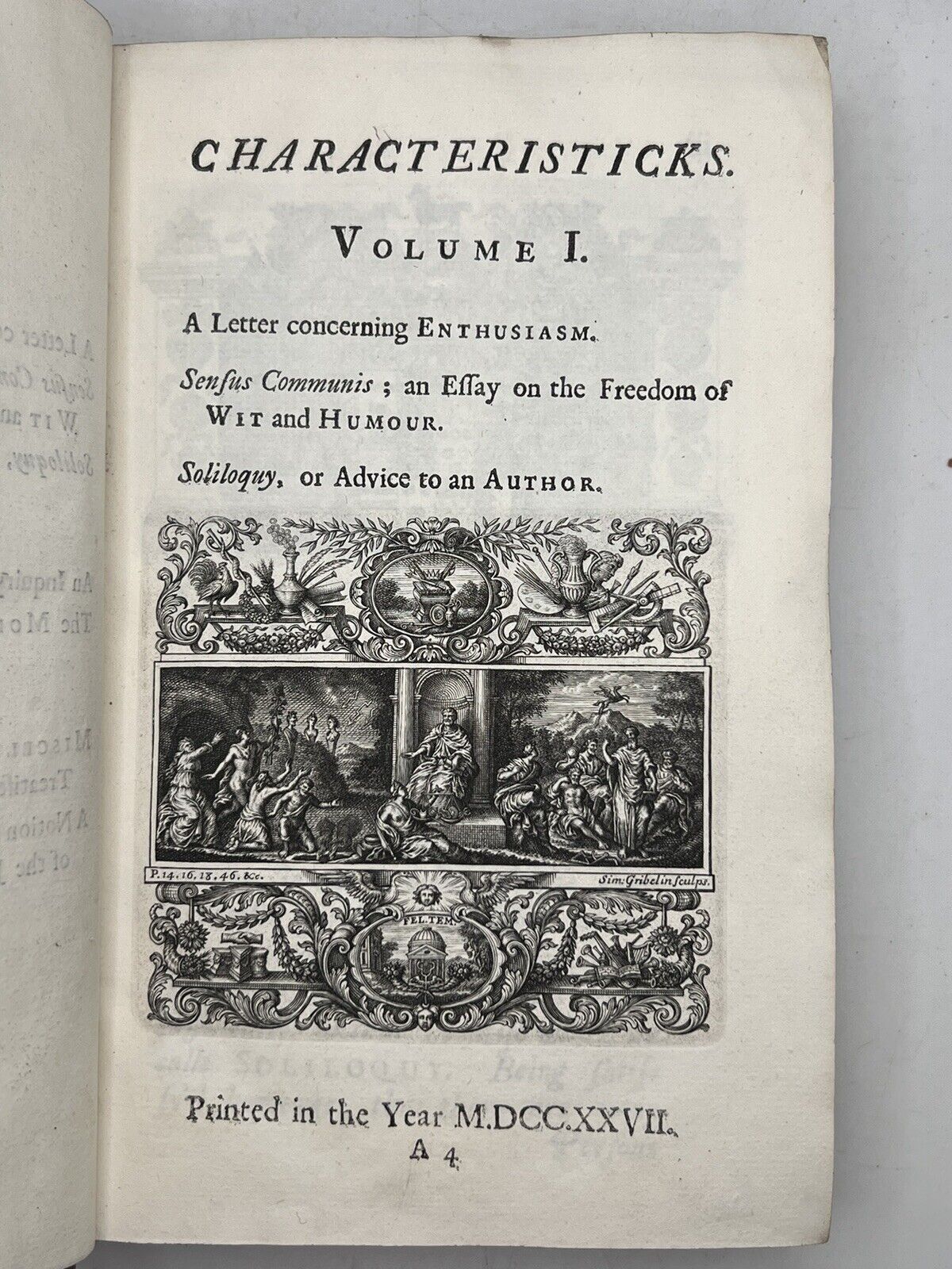 Characteristicks of Men by the Earl of Shaftesbury 1727