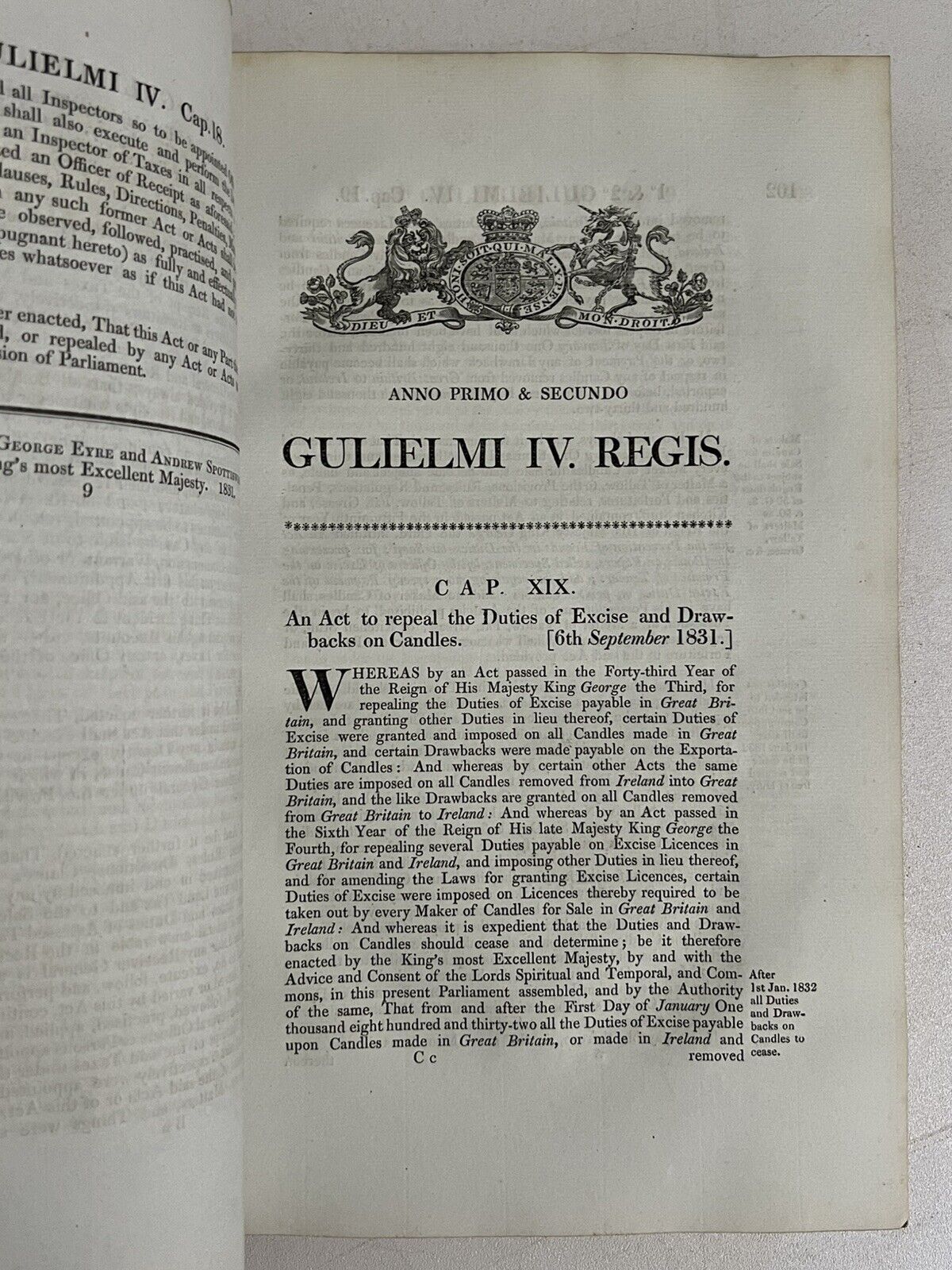 A Collection of the Public General Statutes 1831 Royal Binding, UK Chancery Copy