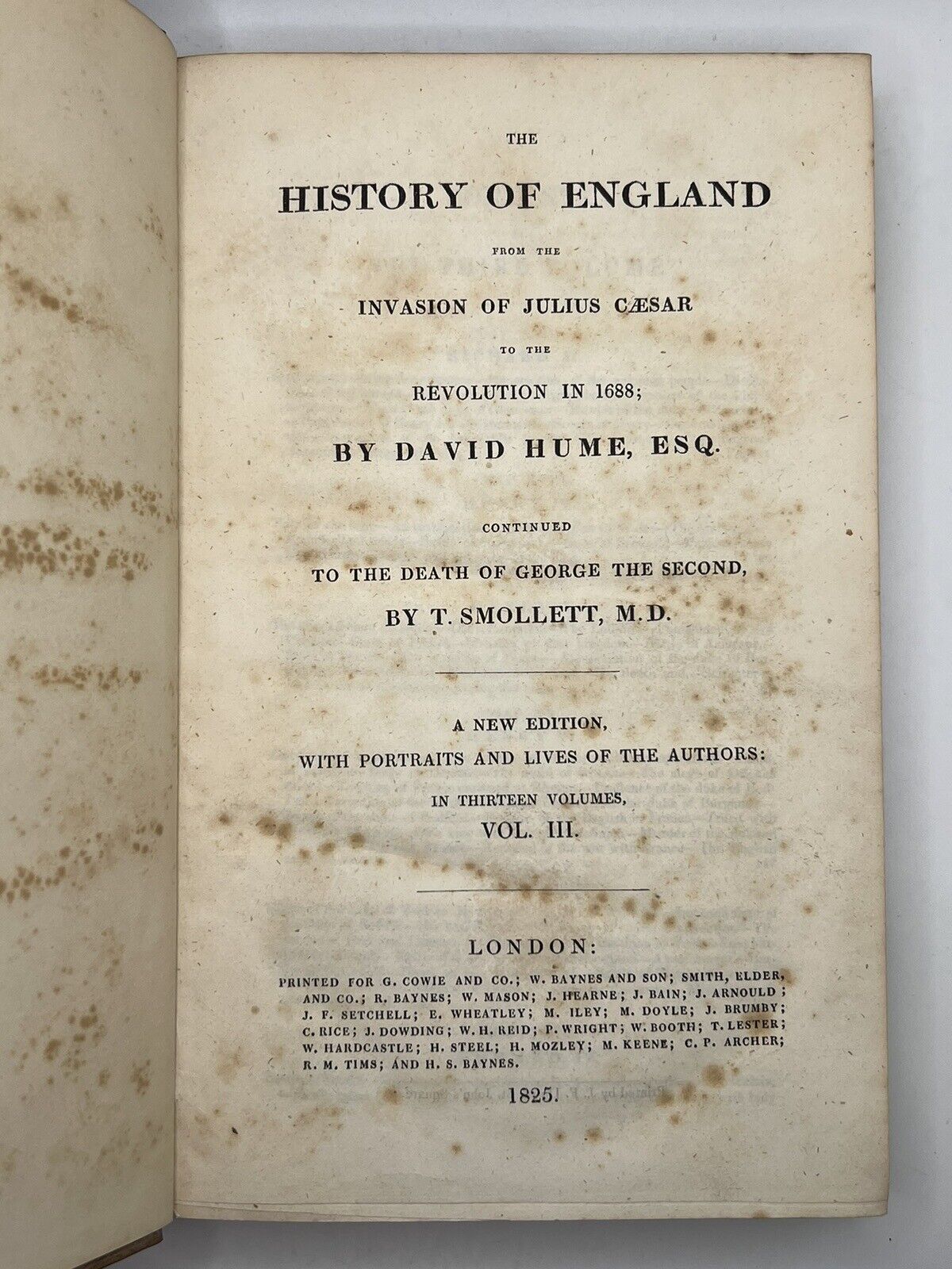 The History of England by David Hume and Tobias Smollett 1825