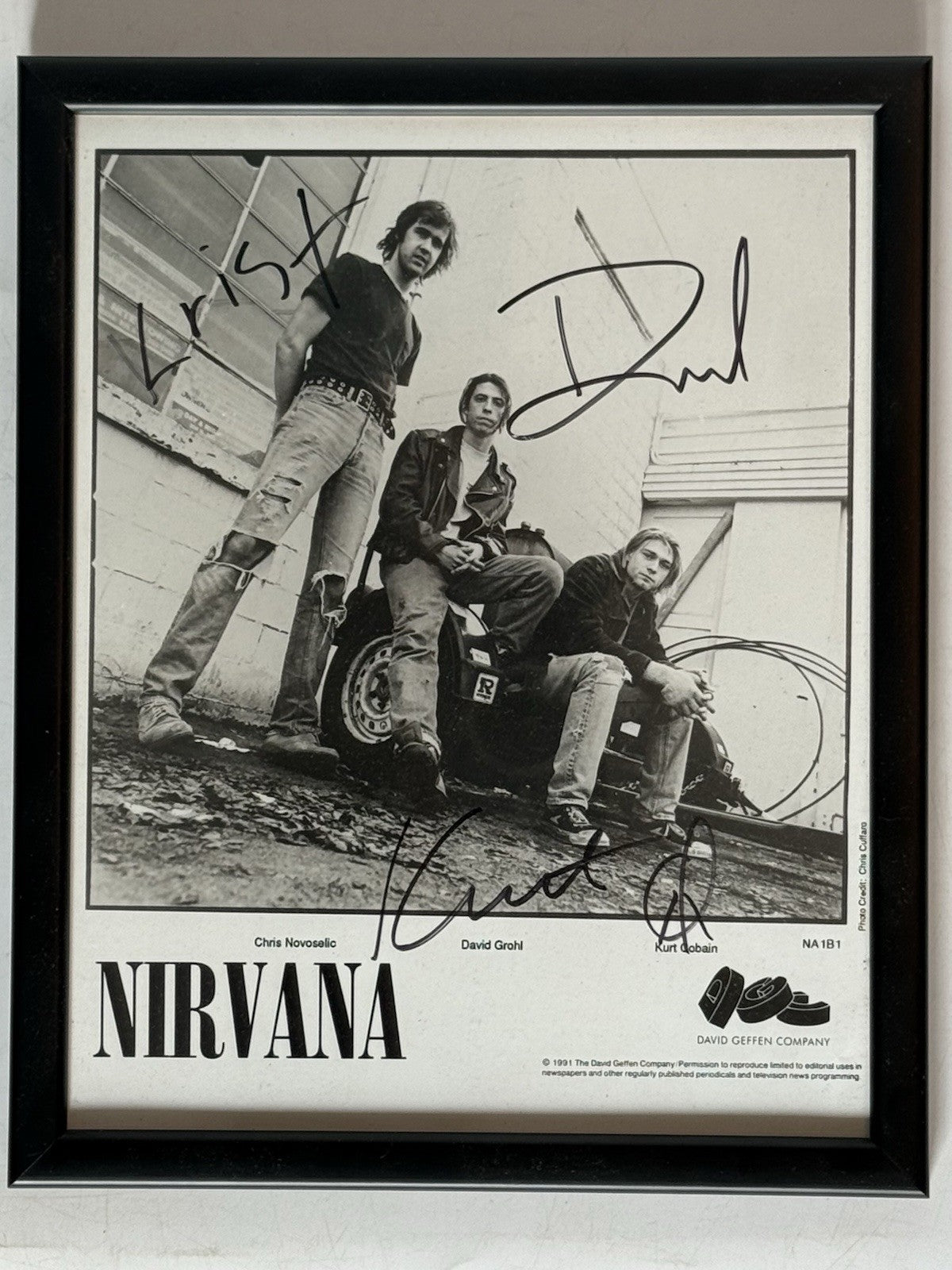 Nirvana Signed Promotional Photo with Kurt Cobain 1991