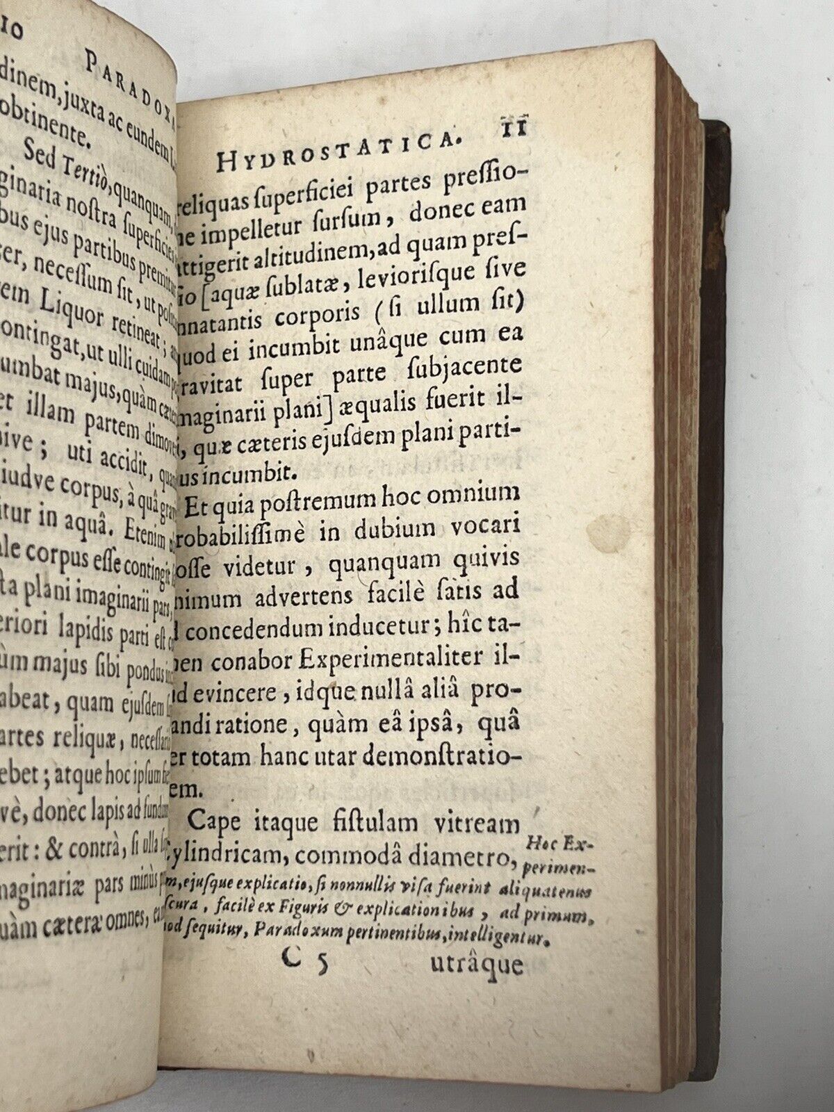 Paradoxa Hydrostatica by Robert Boyle 1670 First Latin Edition