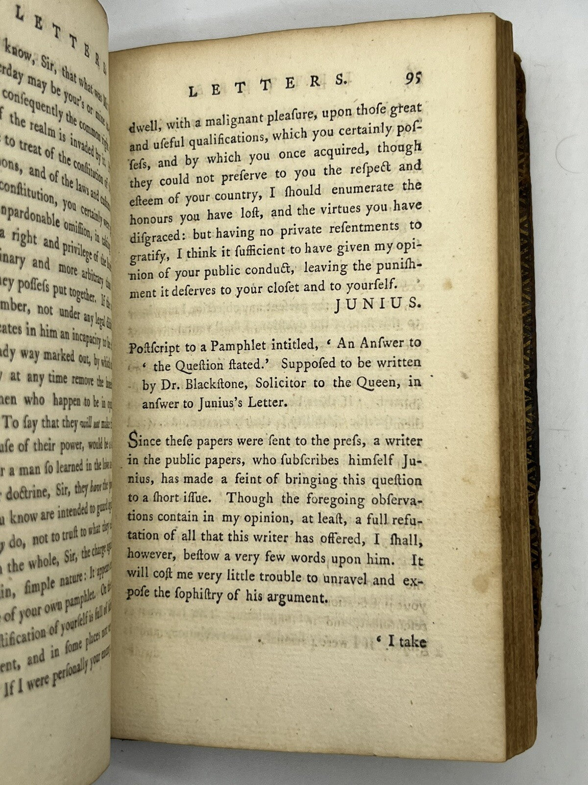 The Letters of Junius 1770 Rare Pirated Edition