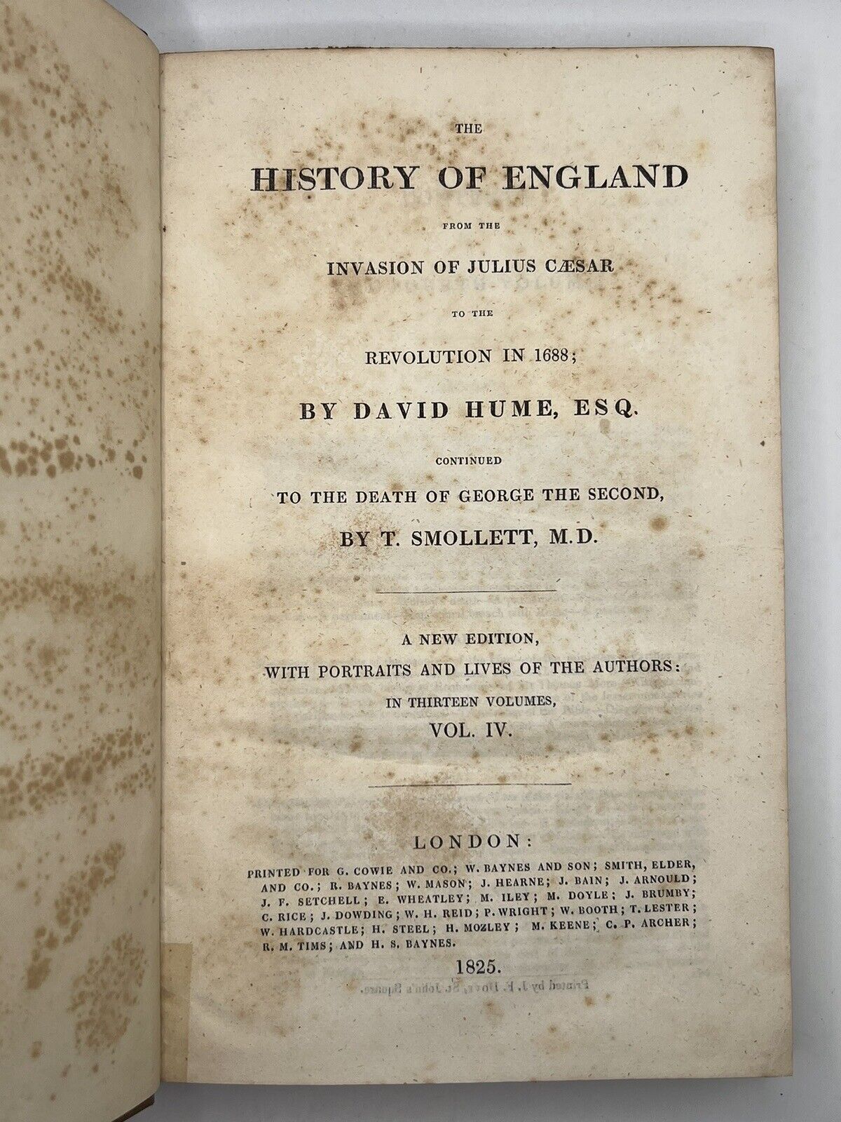 The History of England by David Hume and Tobias Smollett 1825