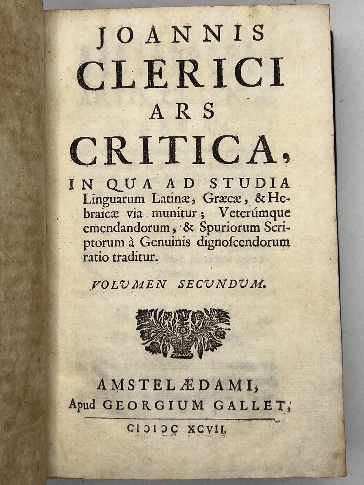 Ars Critica by Jean le Clerc 1697 First Edition