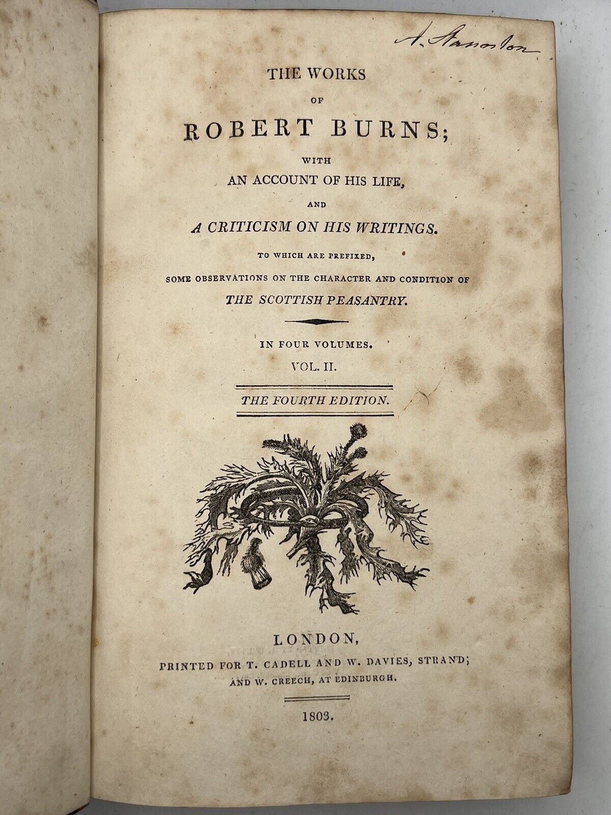 The Works of Robert Burns 1803 4th Edition