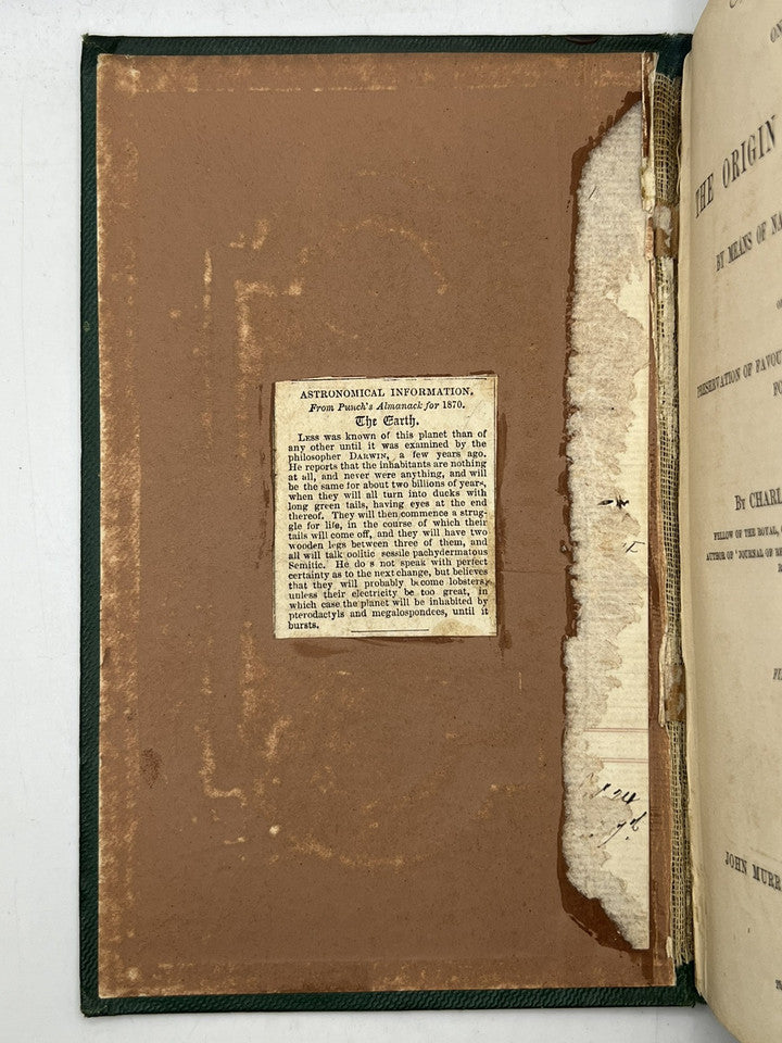 The Origin of Species by Charles Darwin 1860 Second Edition in Original Cloth