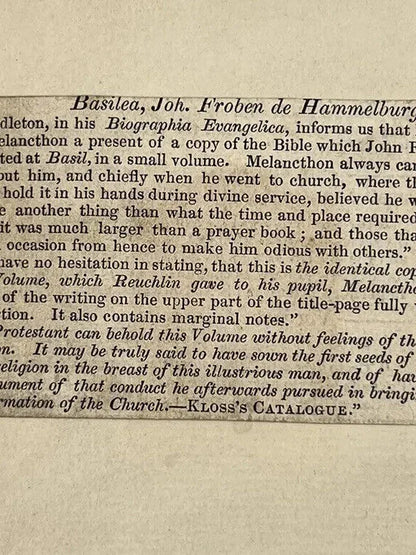 The Bible 1495 Johannen Froben, Incunable Printing